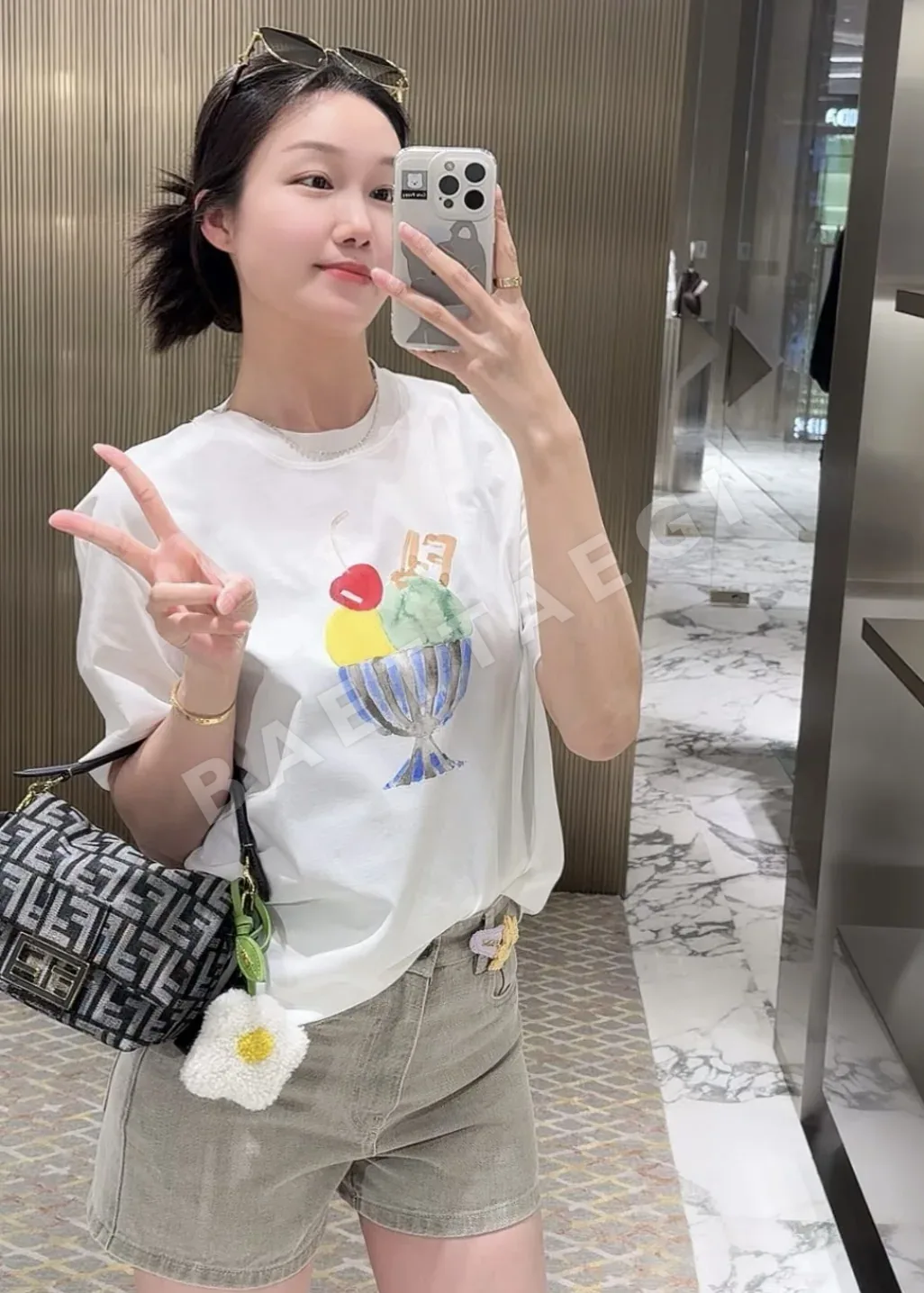 펜디 여성 아이스크림 프린트 반팔 티셔츠 상세 이미지 7
