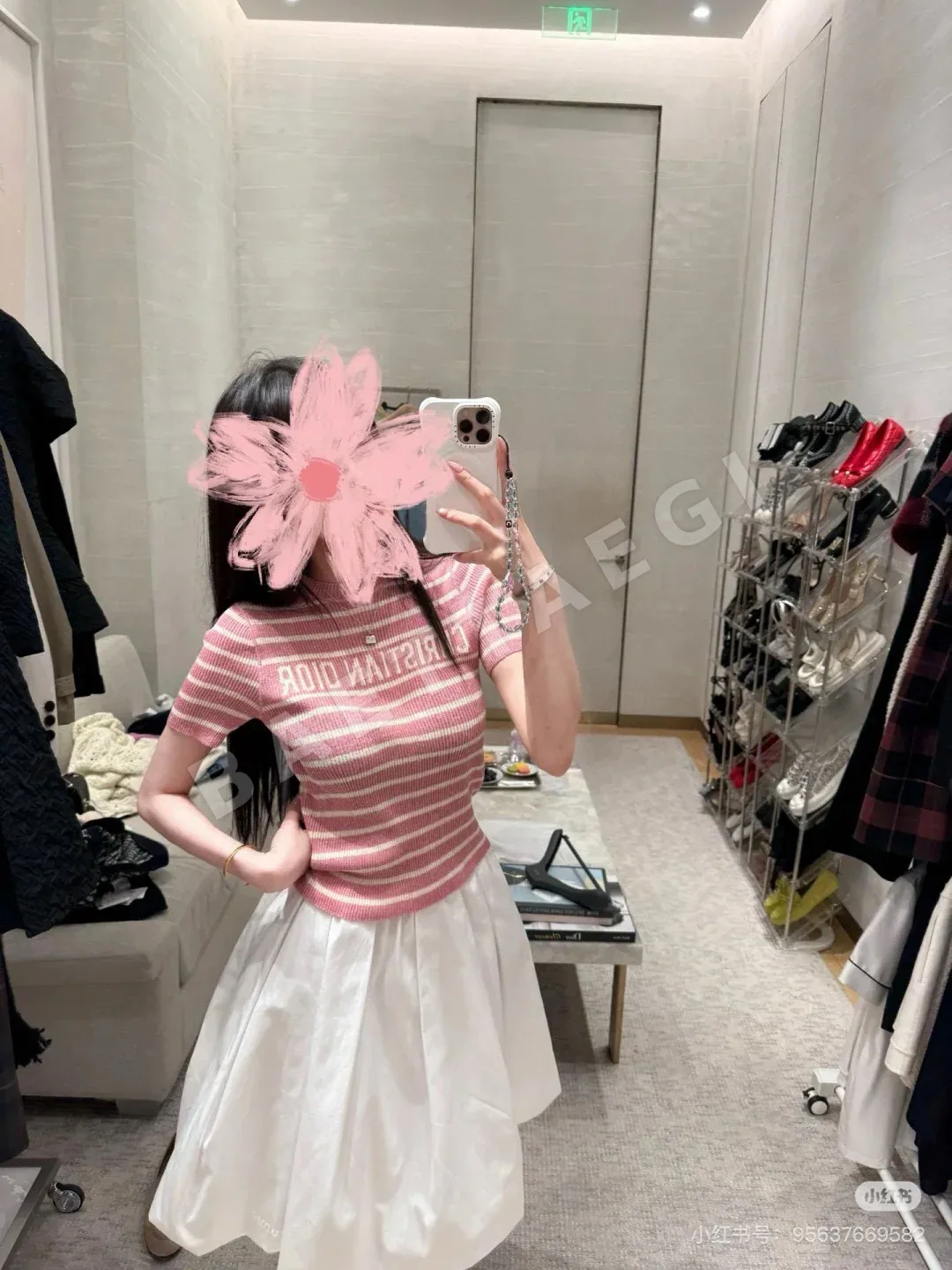 디올 스트라이프 레터 린넨 반팔 셔츠 상세 이미지 3