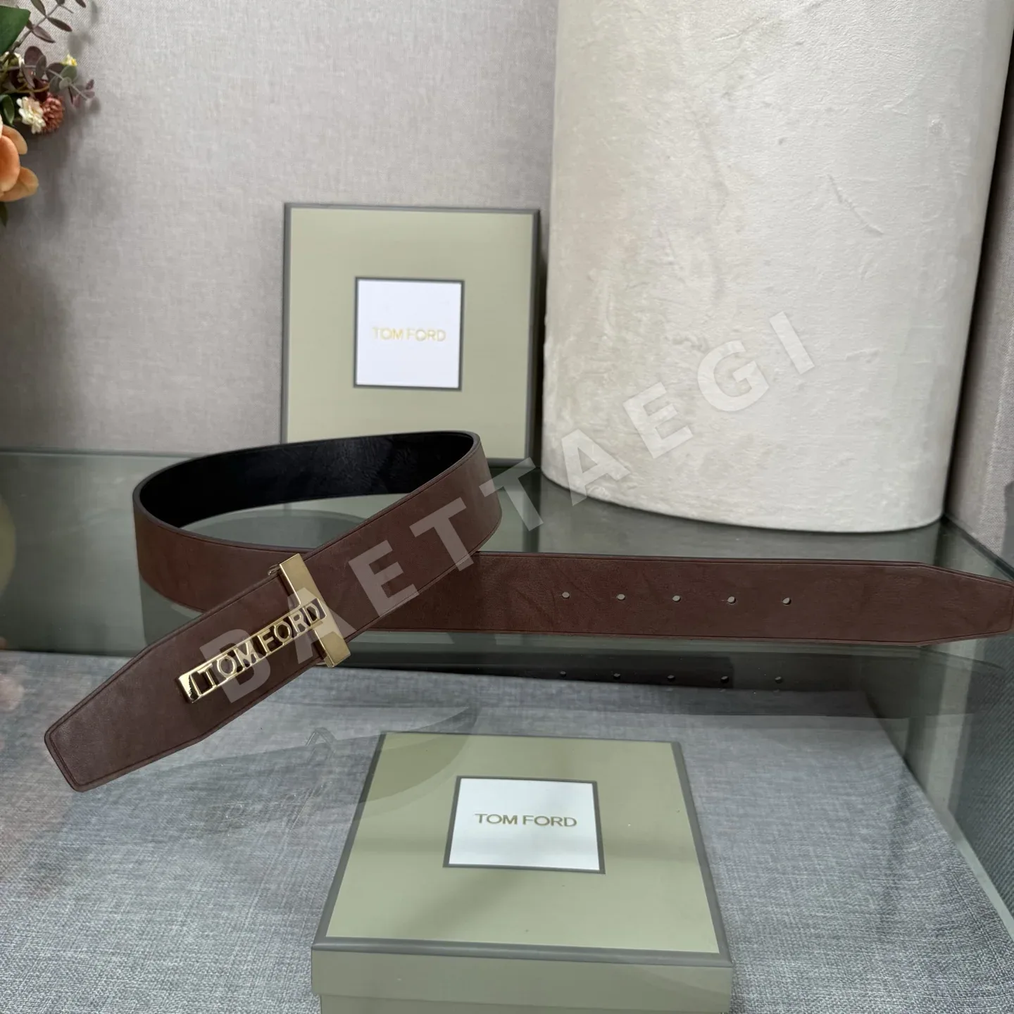 톰포드 양면 소가죽 벨트 황동 버클 상세 이미지 3