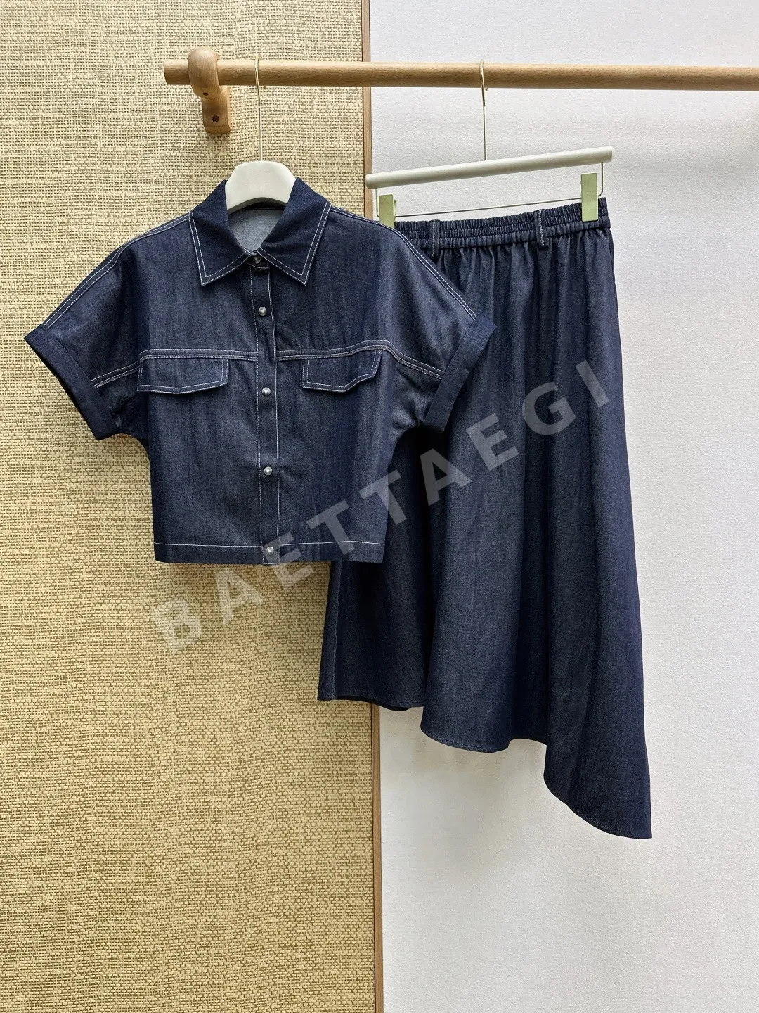 브루넬로쿠치넬리 텐셀 데님 반팔 셔츠 세트 상세 이미지 2