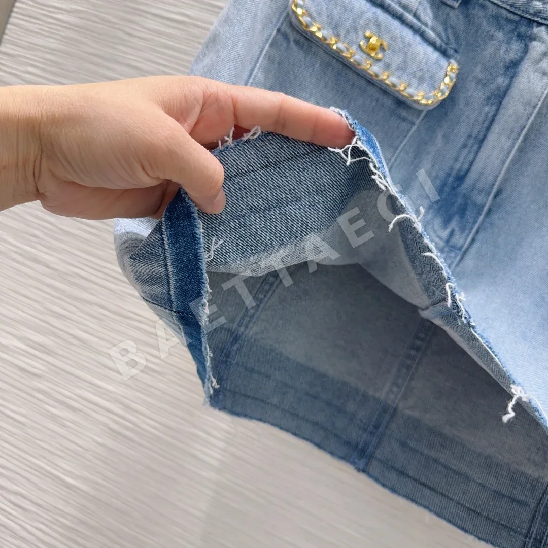 샤넬 데님 에이징 스커트 여성용 상세 이미지 5