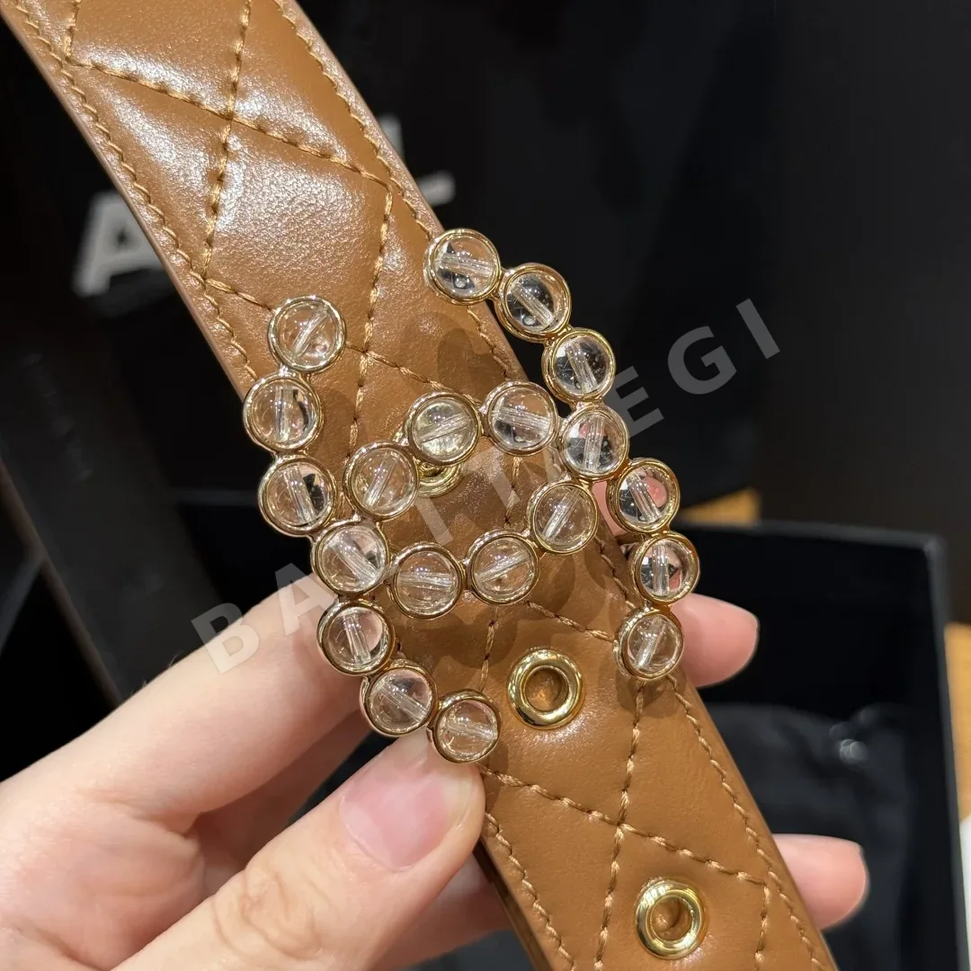 샤넬 더블 C 메탈 로고 램스킨 벨트 상세 이미지 4