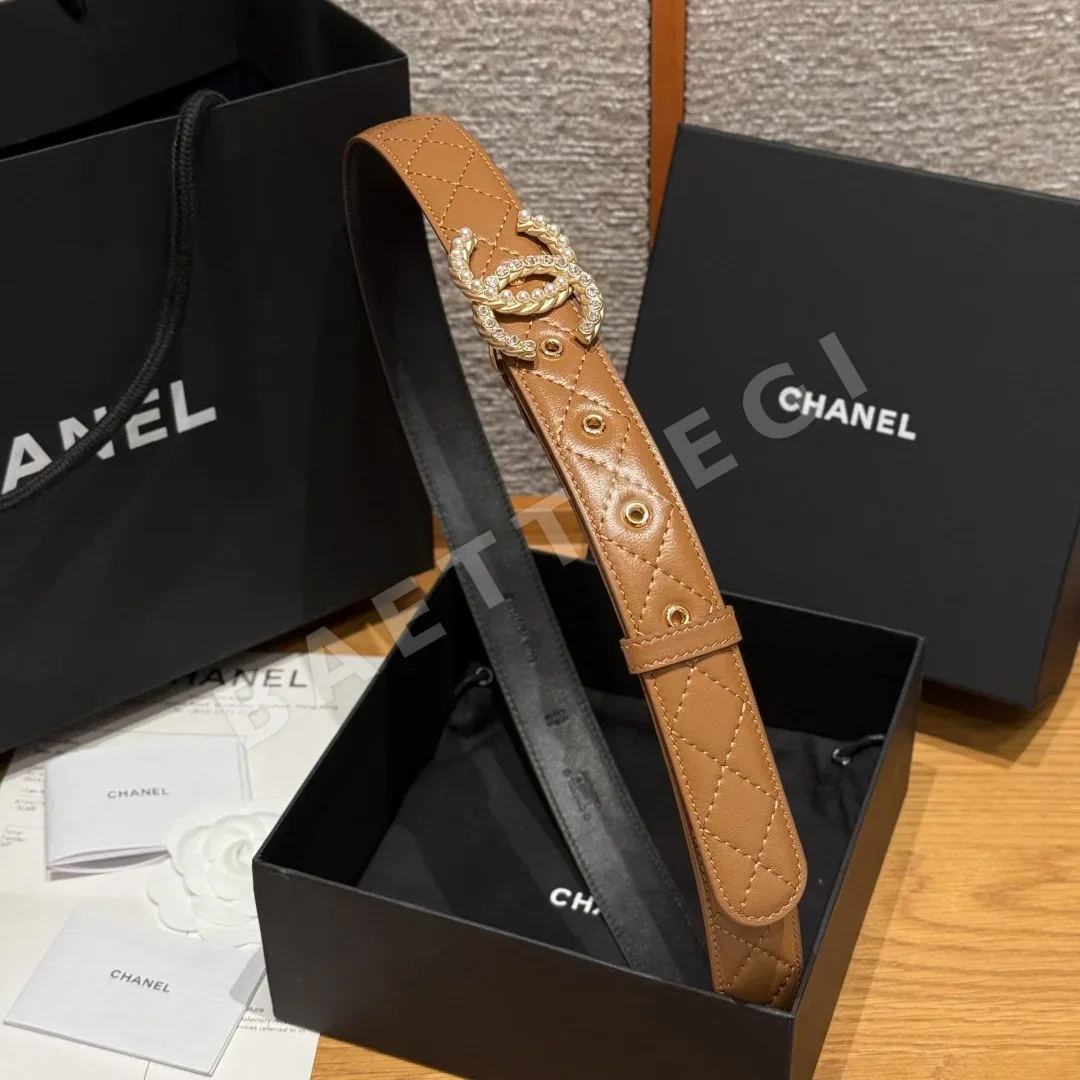 샤넬 다이아몬드 패턴 램스킨 더블 C 벨트 상세 이미지 4