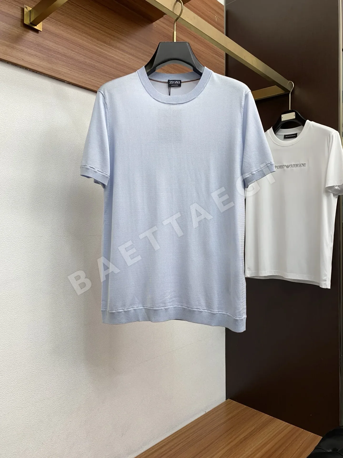 제냐 남성 크루넥 반팔 니트 셔츠 49674
