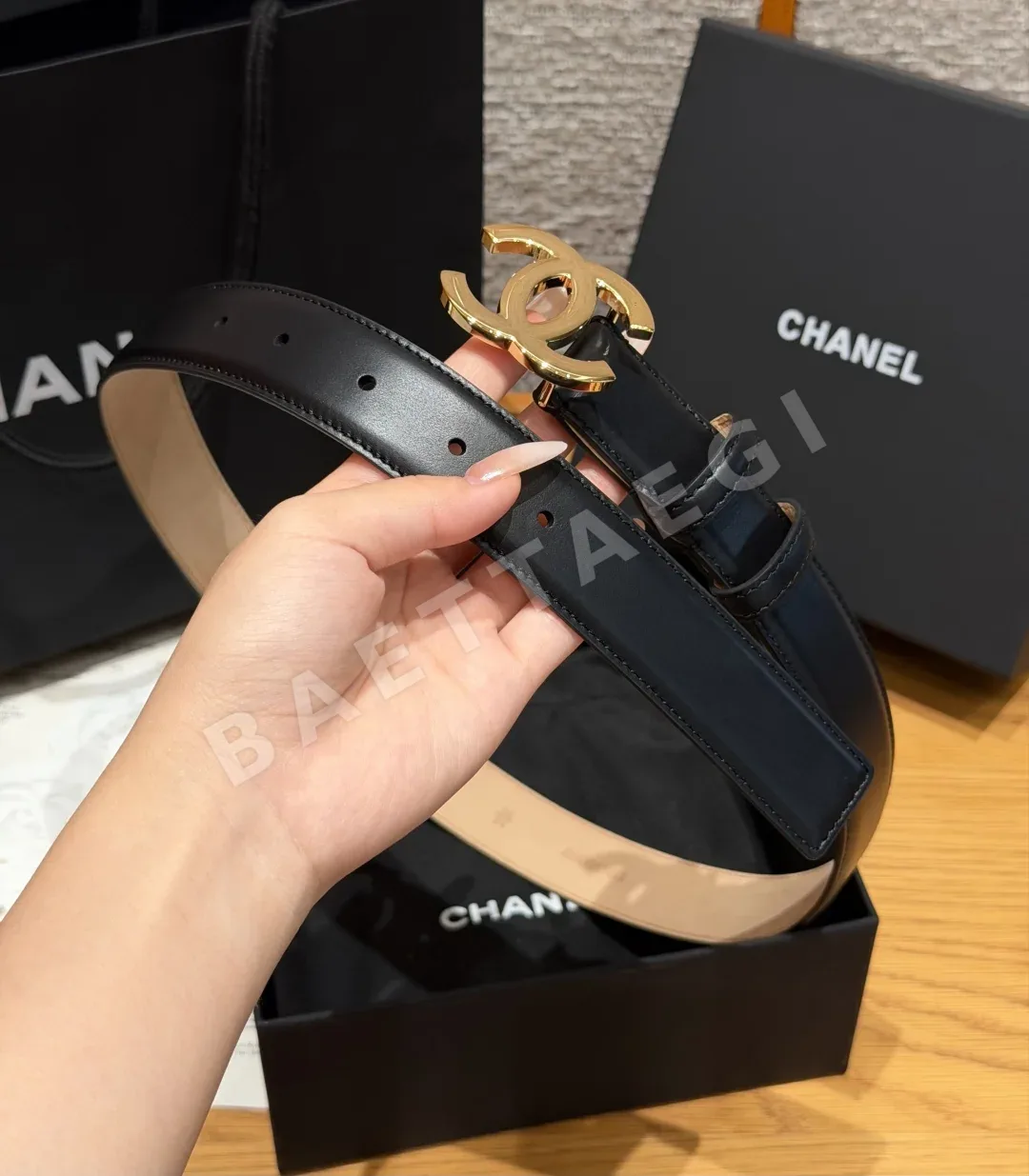 샤넬 클래식 CC 버클 스무스 카프스킨 벨트 상세 이미지 4