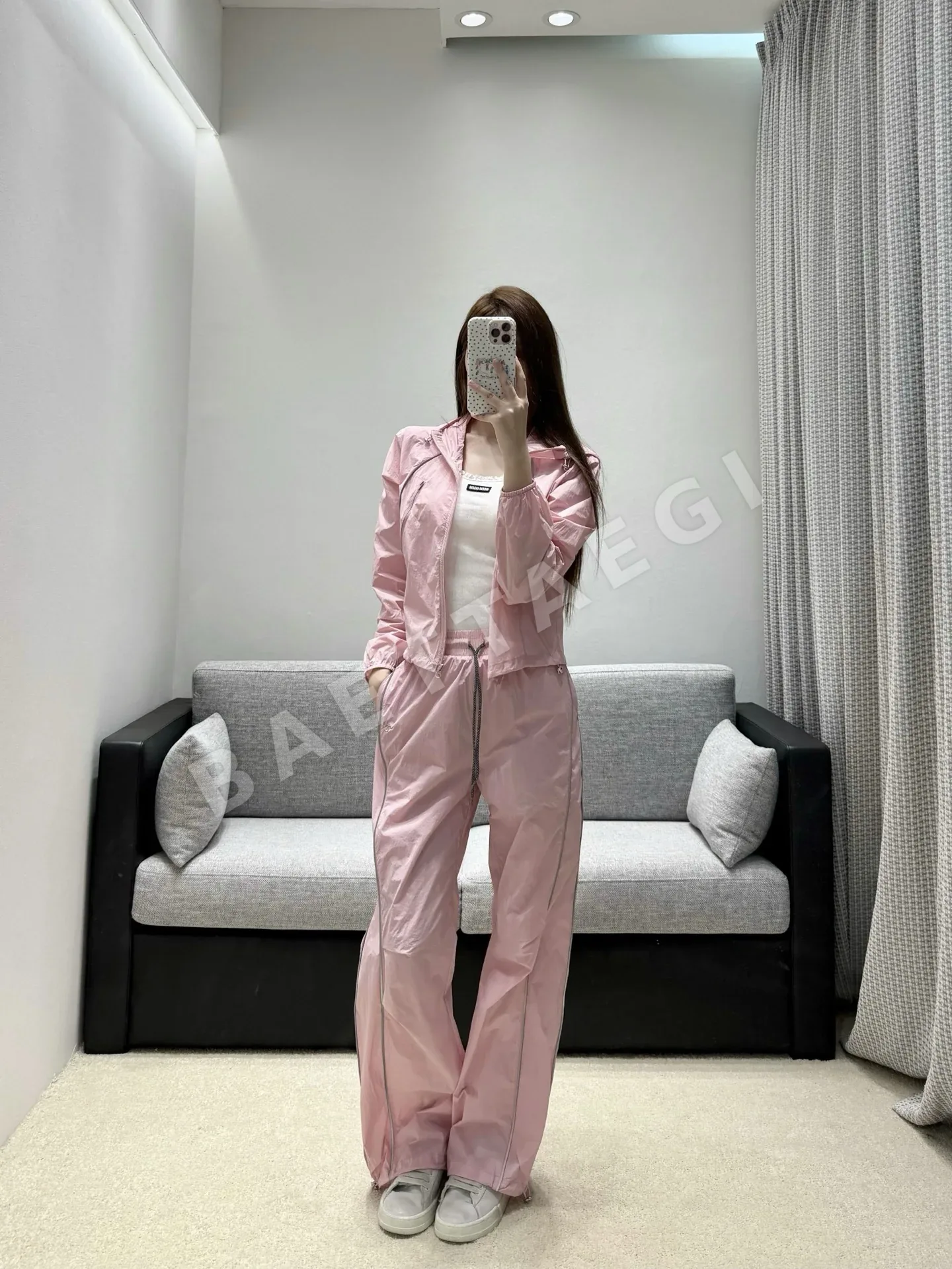 샤넬 크롭 후드 재킷 와이드 팬츠 세트 상세 이미지 6