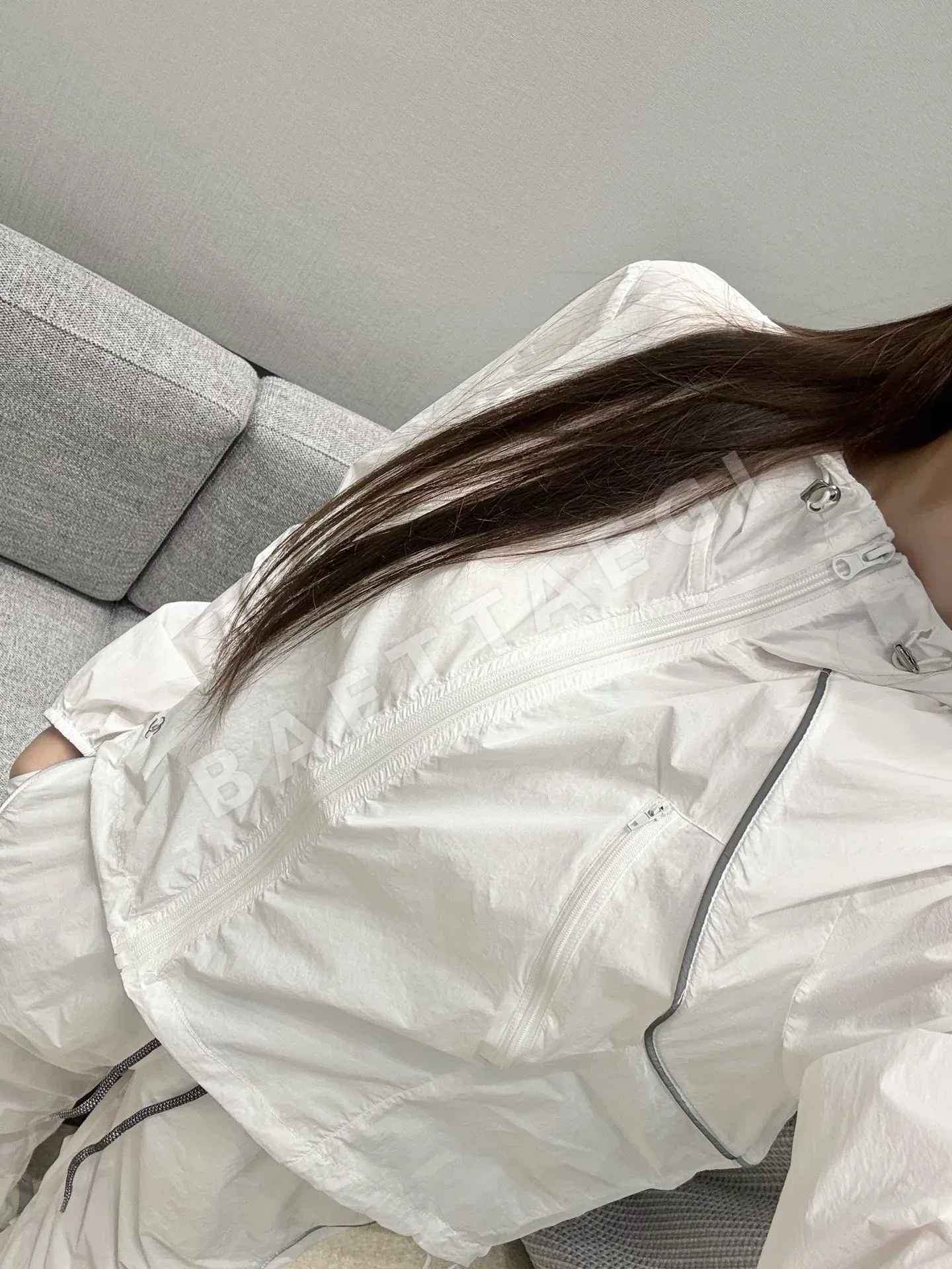 샤넬 여성 크롭 후드 재킷 와이드 팬츠 세트 상세 이미지 5
