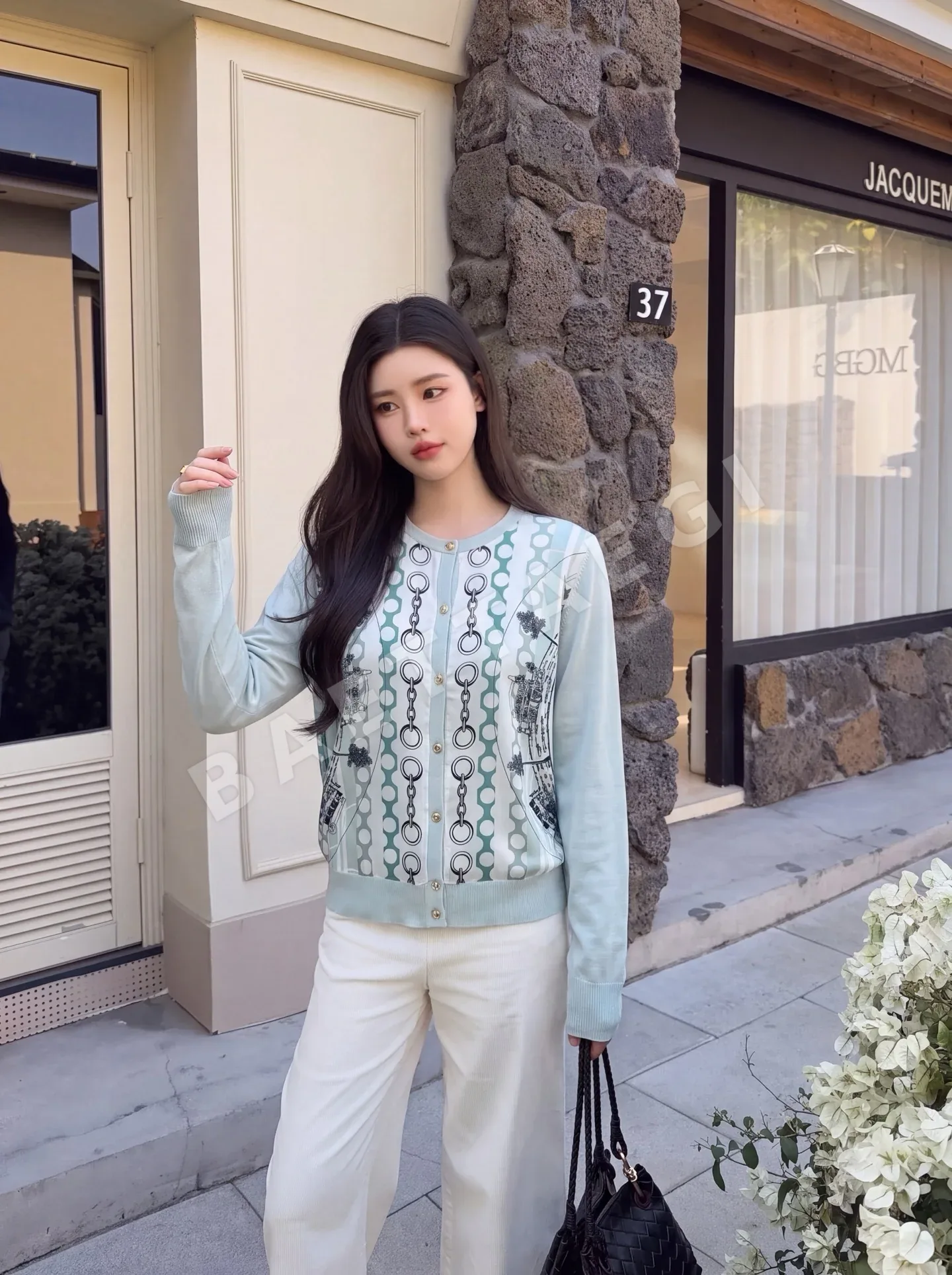 에르메스 여성 레이온 패치워크 긴팔 니트 가디건 161327