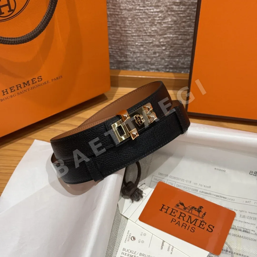 에르메스 켈리 금도금 버클 카프스킨 벨트 상세 이미지 2