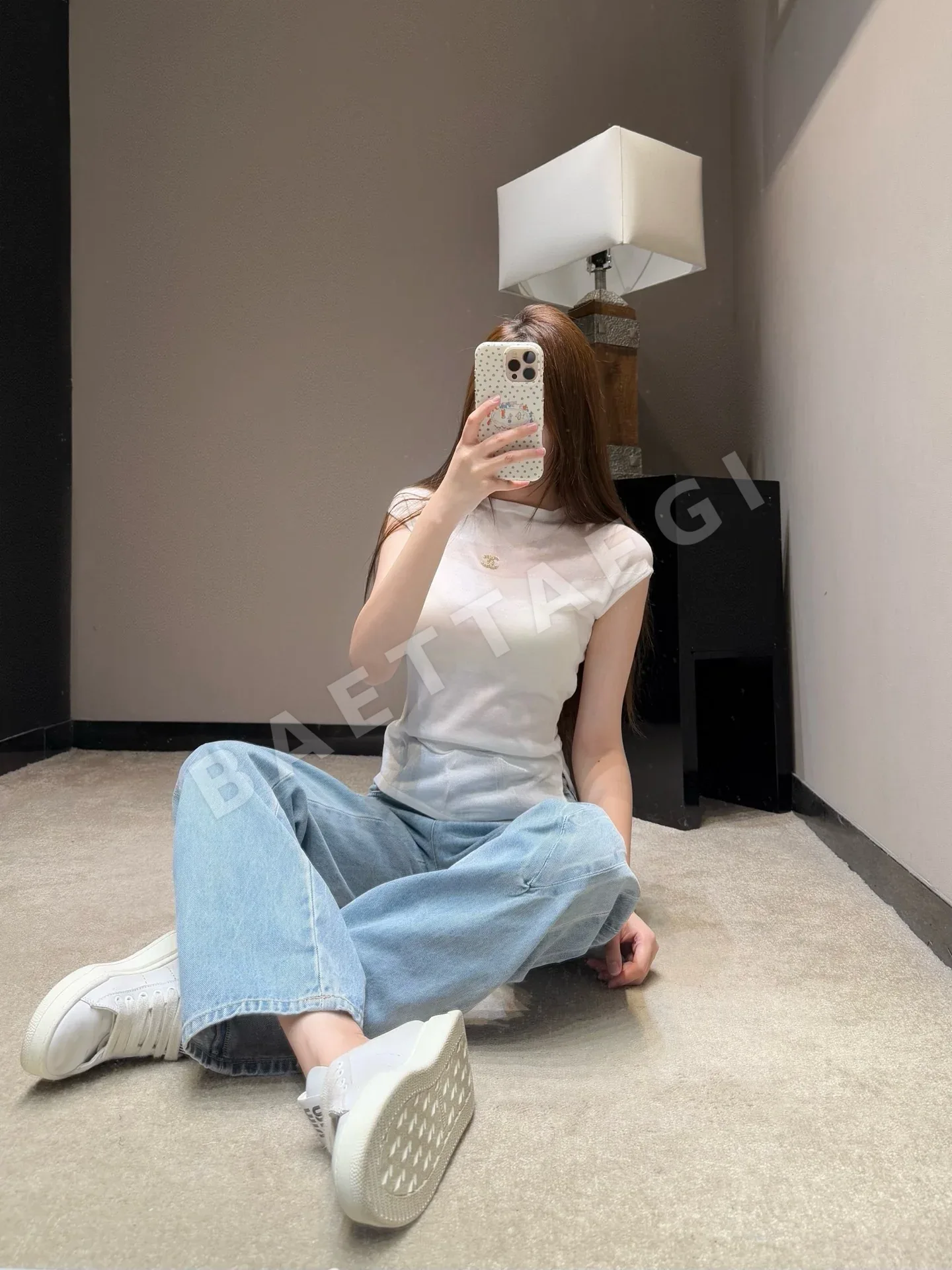 샤넬 비대칭 컷 여성 반팔 니트 탑 상세 이미지 7
