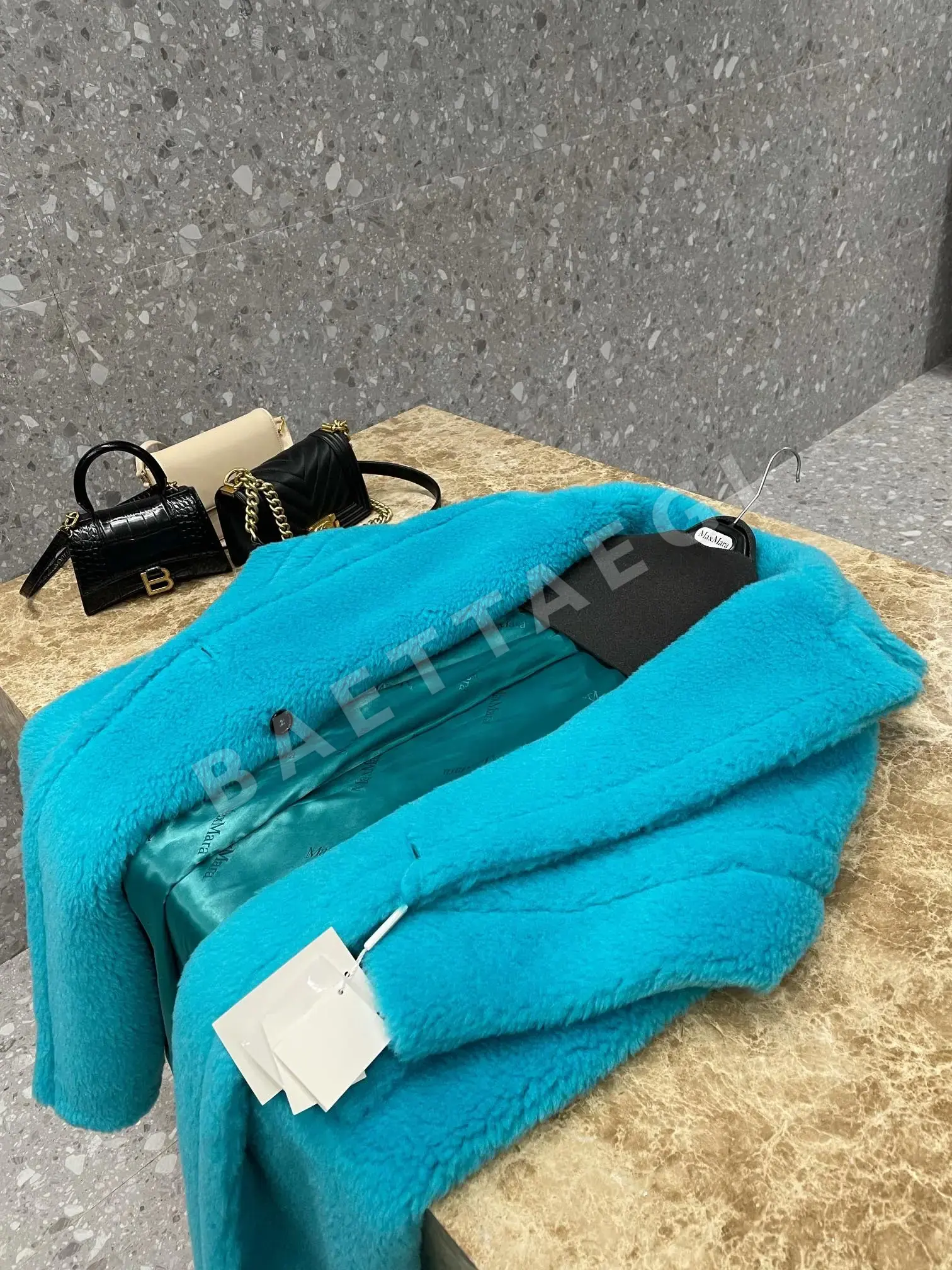 막스마라 테디 베어 터쿼이즈 그린 코트 상세 이미지 4