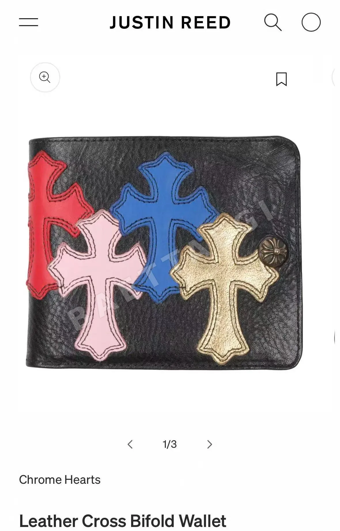 크롬하츠 컬러풀 크로스 패치워크 가죽 카드홀더 지갑 상세 이미지 5