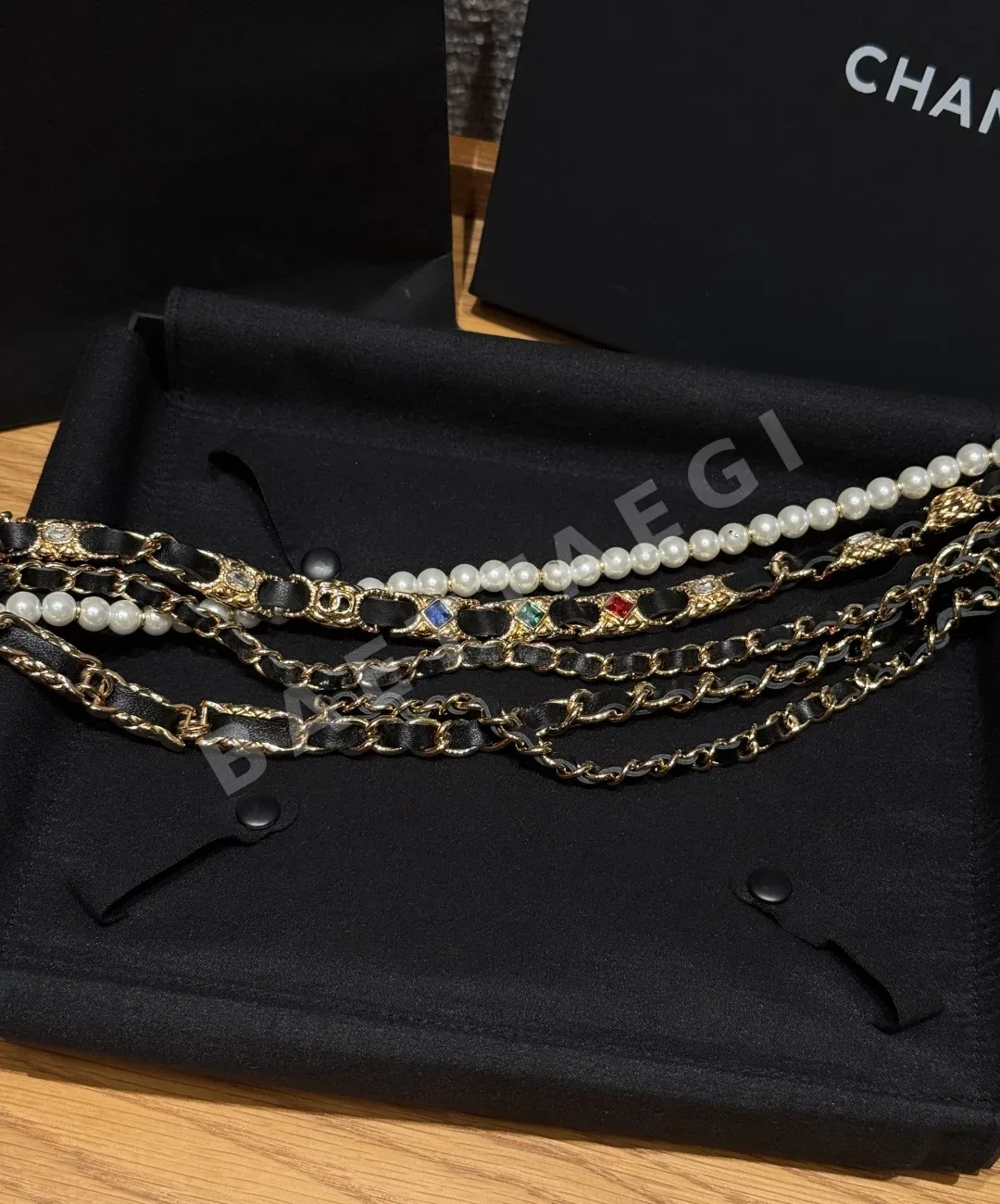 샤넬 진주 락 참 멀티스트랜드 체인 벨트 58507