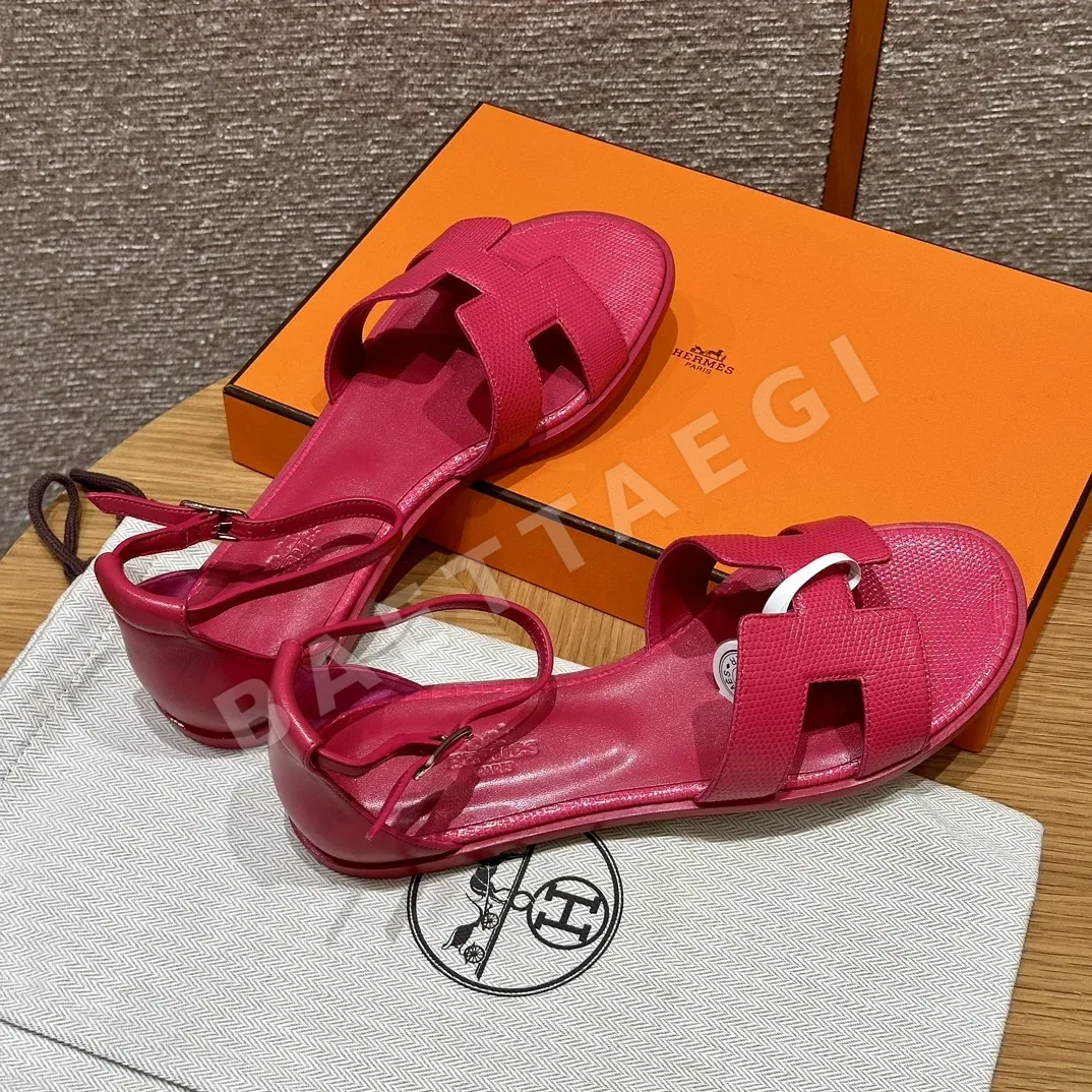 에르메스 산토리니 샌들 로즈레드 도마뱀 상세 이미지 6