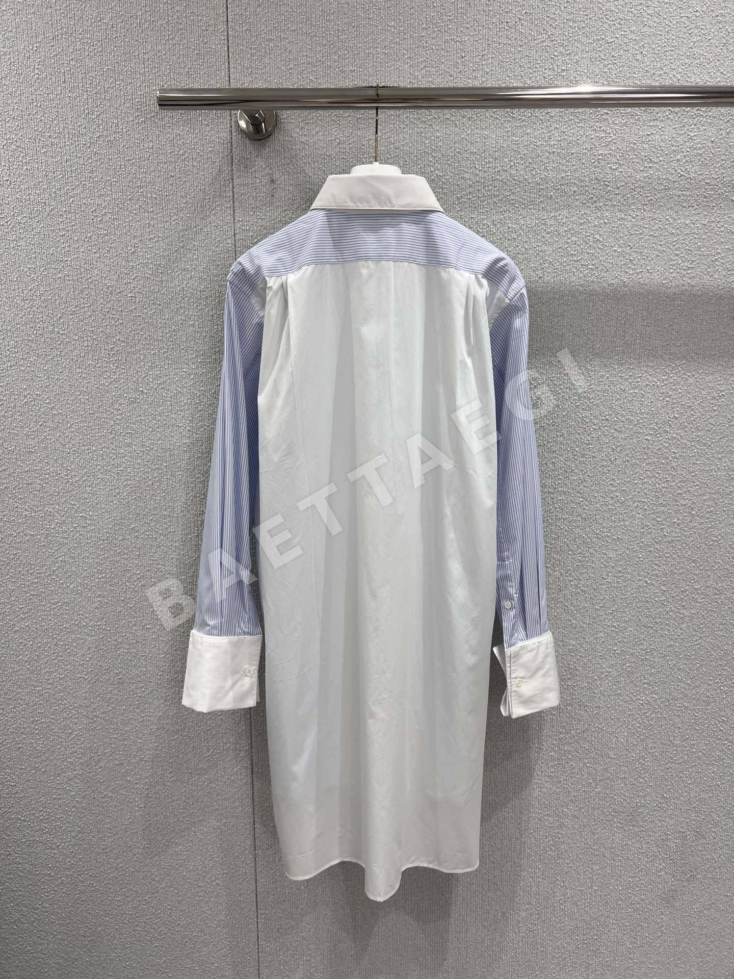 로에베 컬러 블록 스트라이프 롱 셔츠 원피스 상세 이미지 7