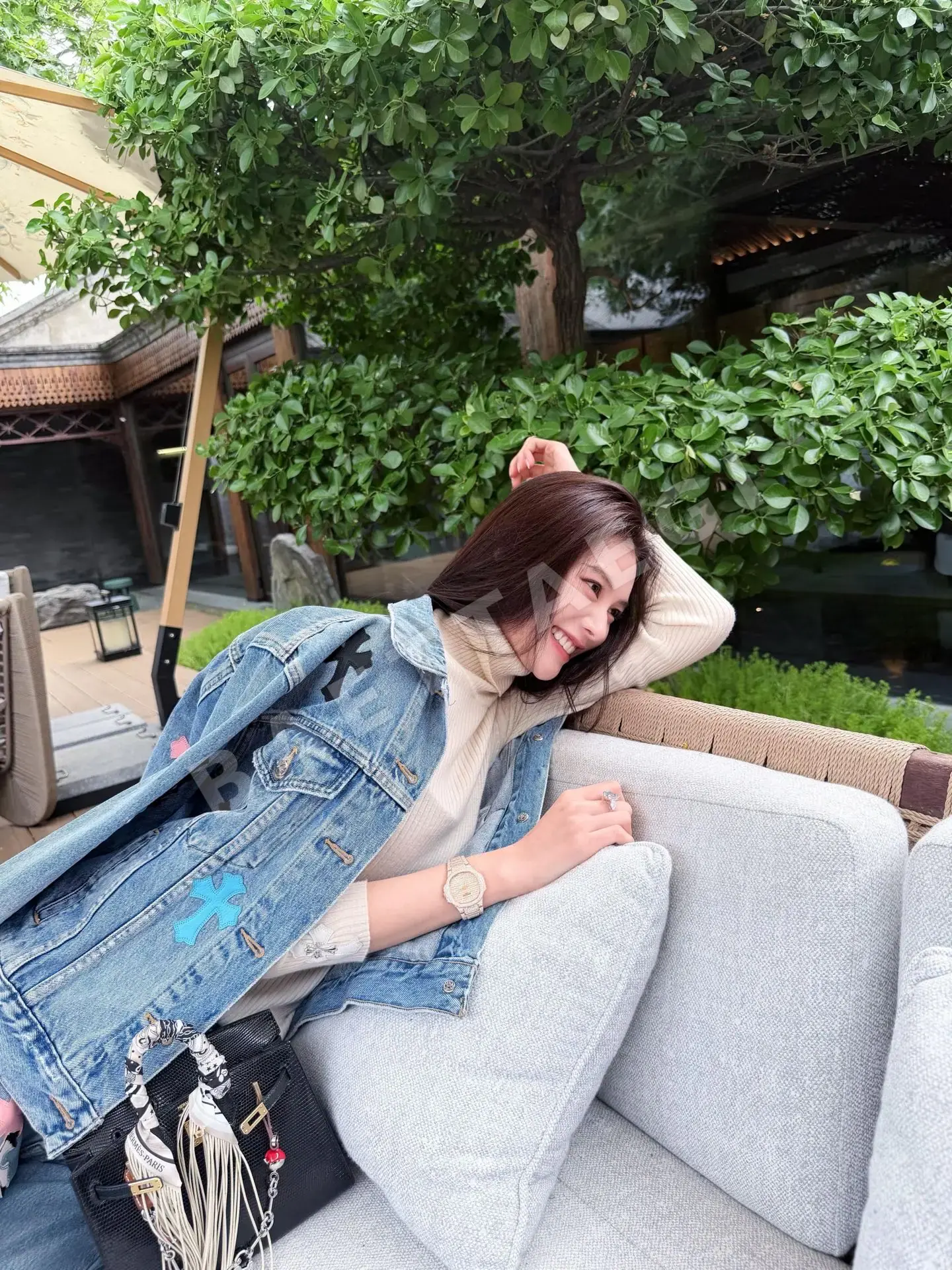 크롬하츠 925 실버 버클 가죽 데님 자켓 상세 이미지 7
