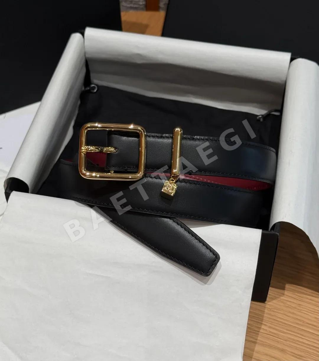 샤넬 가죽 더블 C 버클 벨트 177261