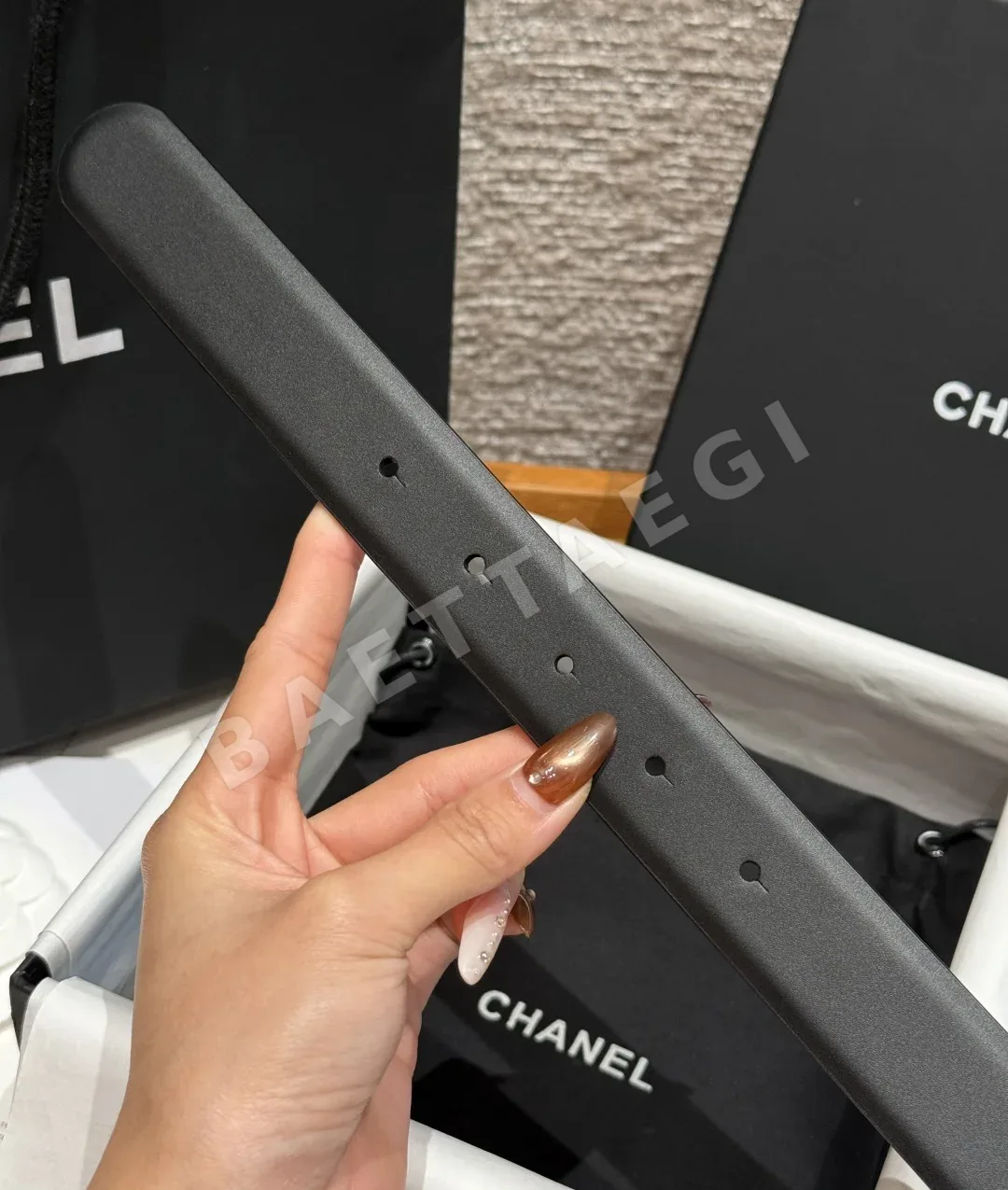 샤넬 더블 C 장식 블랙 가죽 벨트 상세 이미지 8