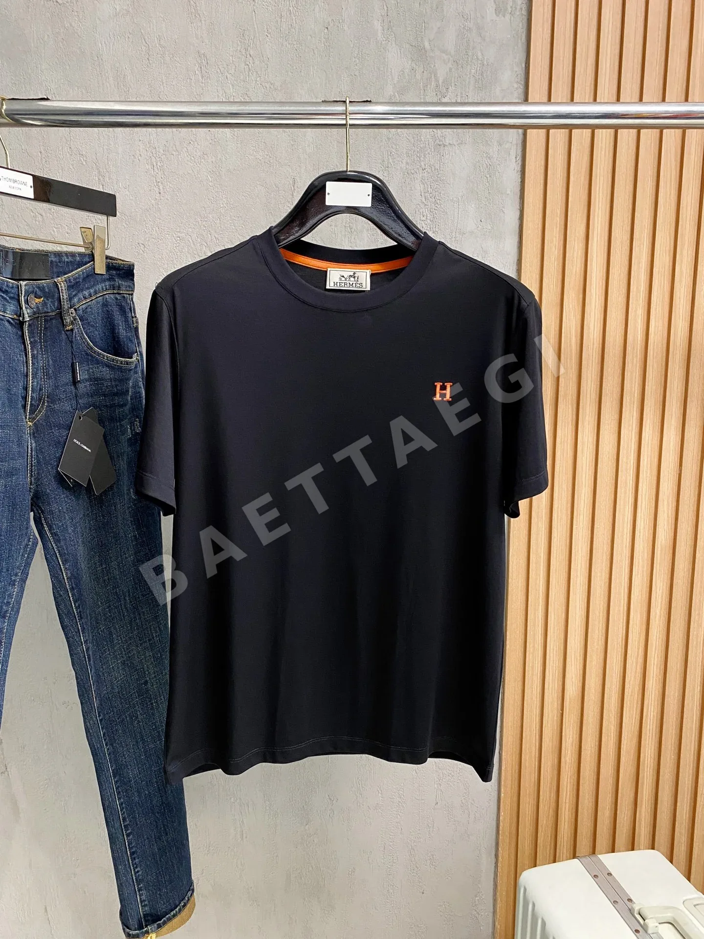 에르메스 라운드넥 남성 반팔 티셔츠 49485