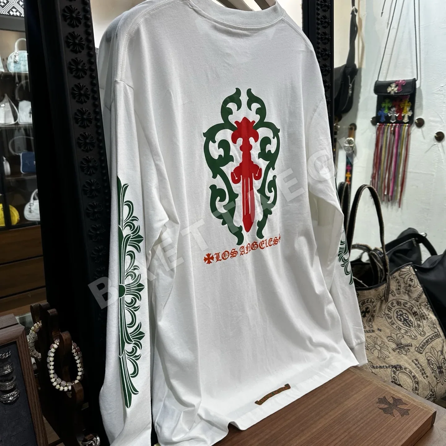 크롬하츠 그린 더블 슬리브 남성 긴팔 티셔츠 상세 이미지 6