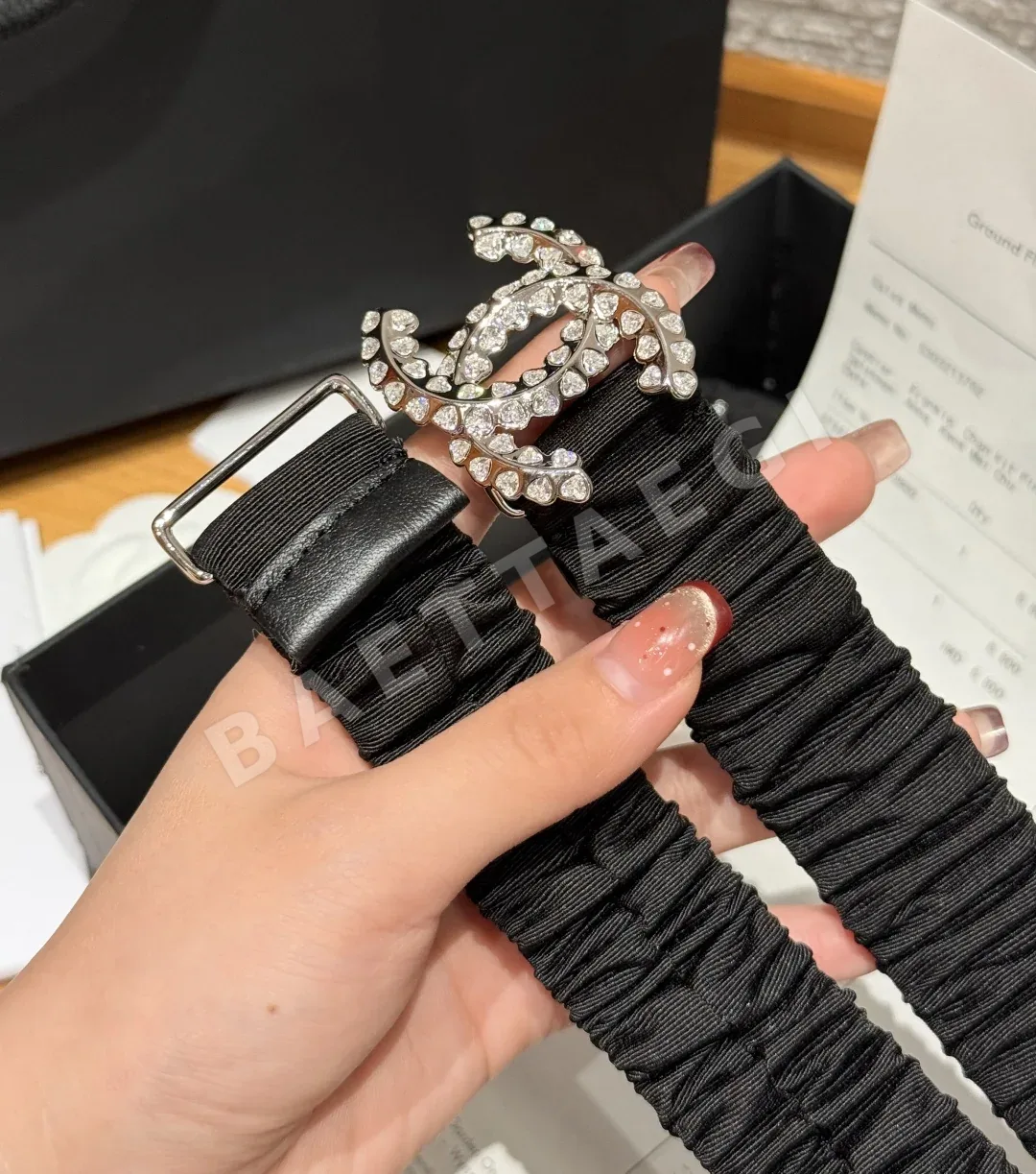 샤넬 더블 C 로고 고무 허리 벨트 상세 이미지 6