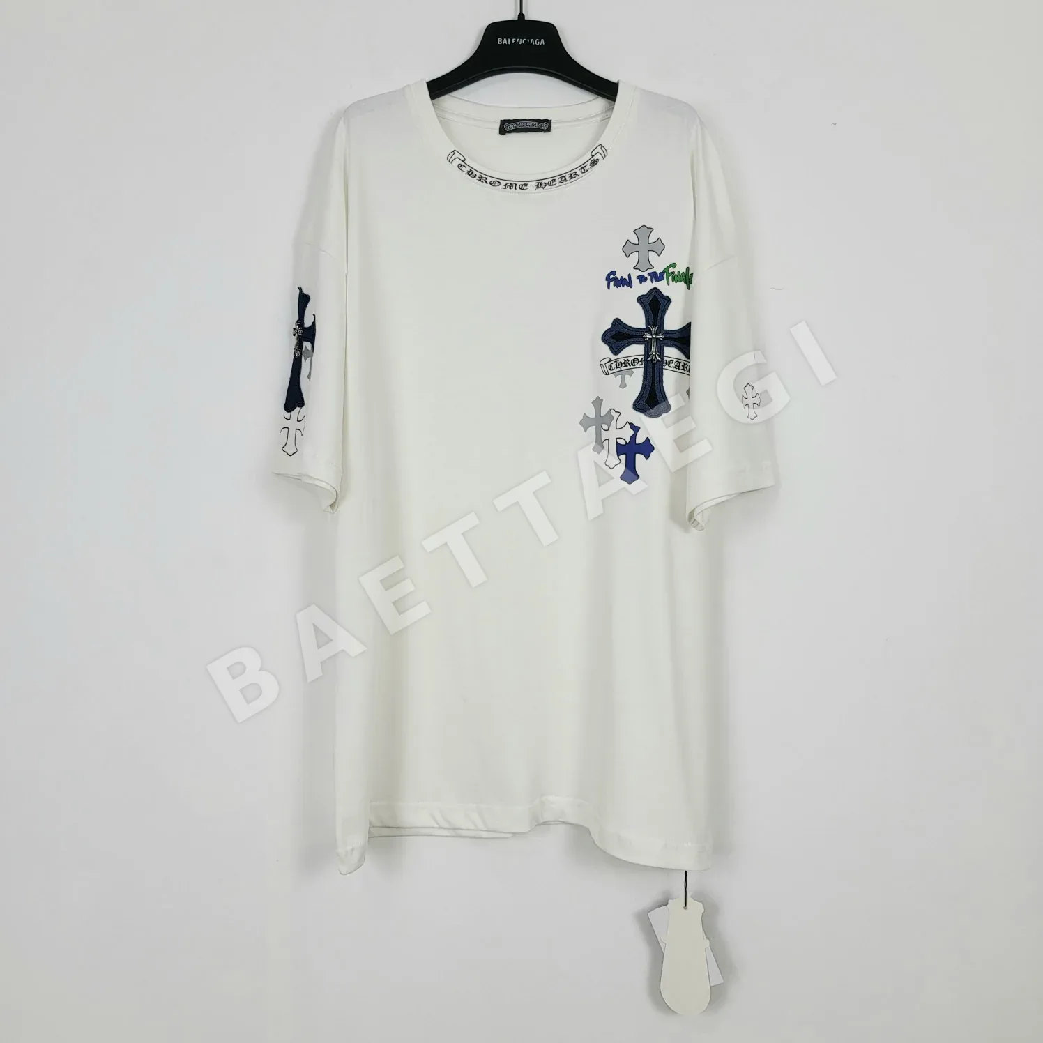 크롬하츠 크로스 자수 데님 남성 반팔 티셔츠 158782