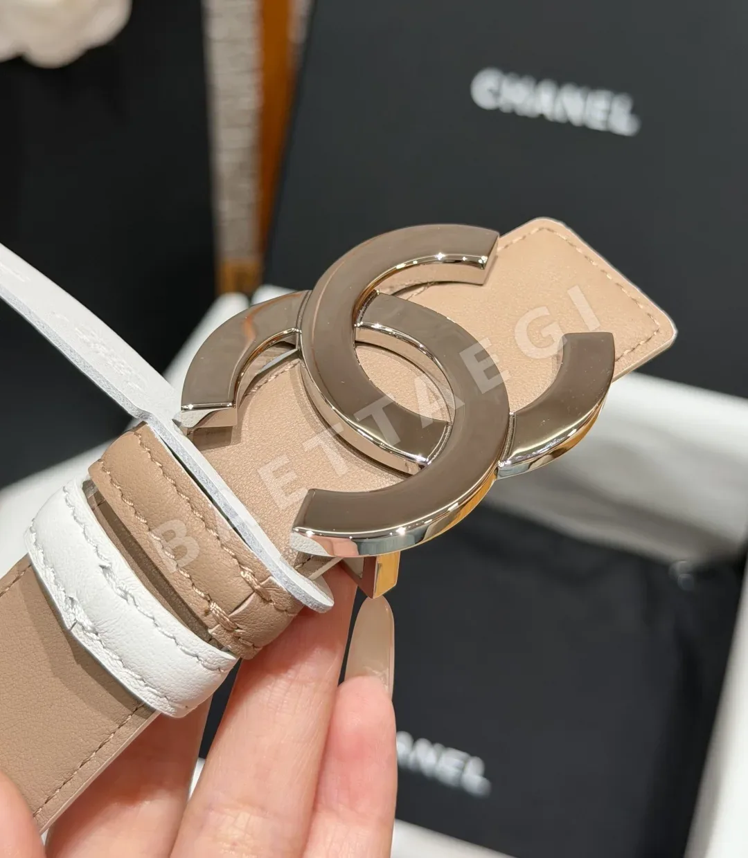 샤넬 더블 C 로고 가죽 벨트 상세 이미지 5