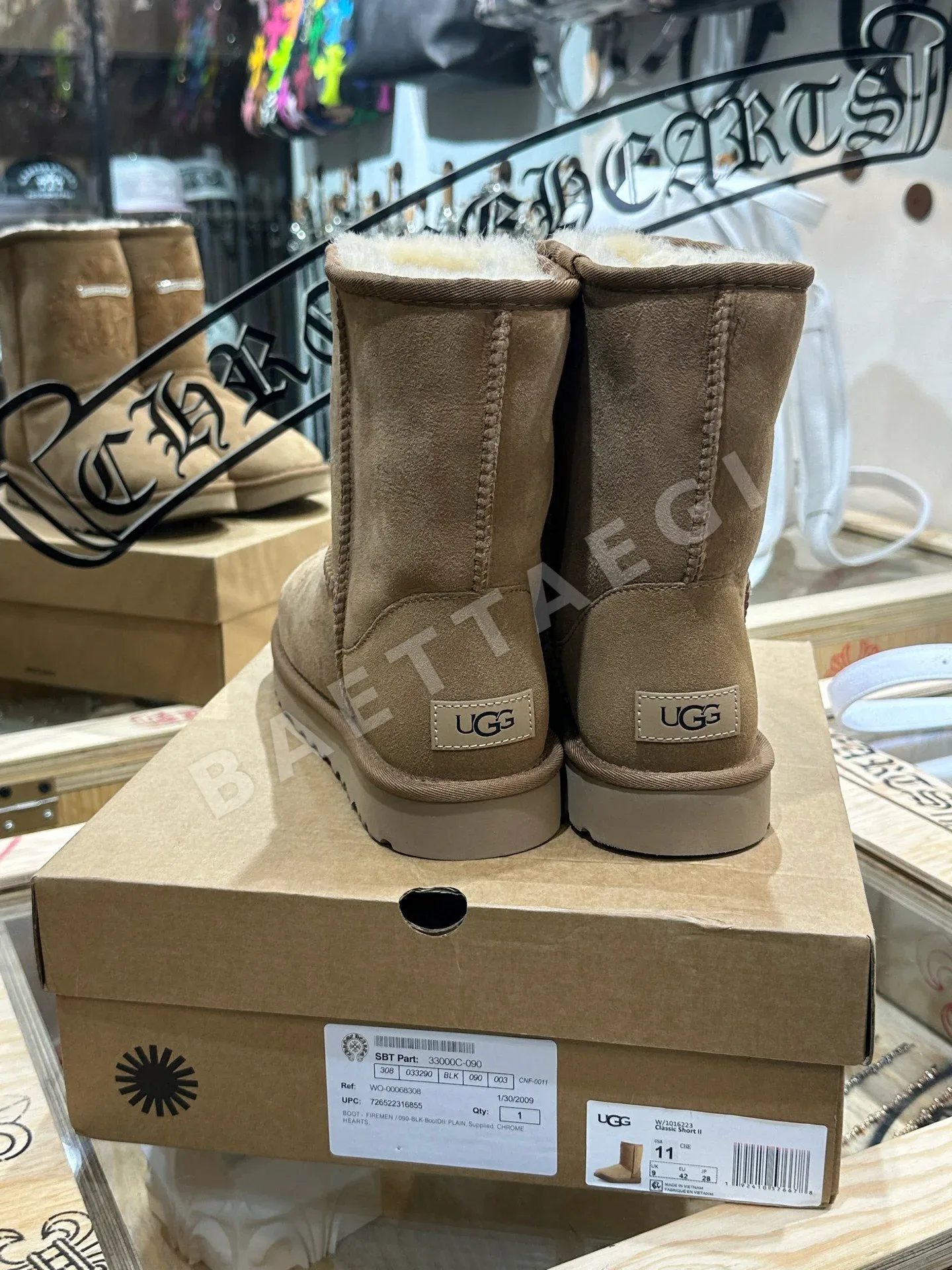 크롬하츠 부츠 카키 시어링 퍼 장식 상세 이미지 6