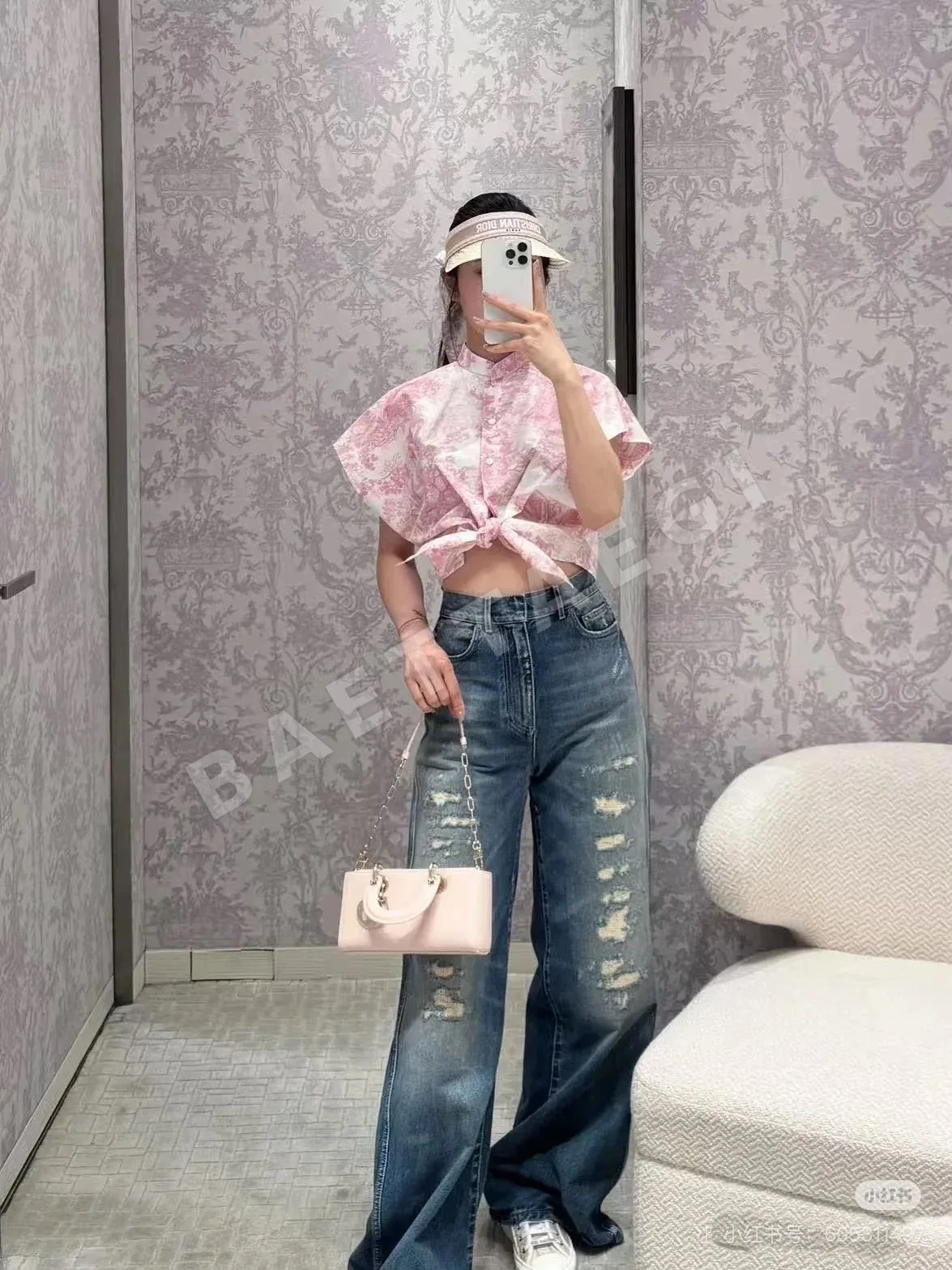 디올 다미지 가공 와이드 레그 데님 바지 상세 이미지 6