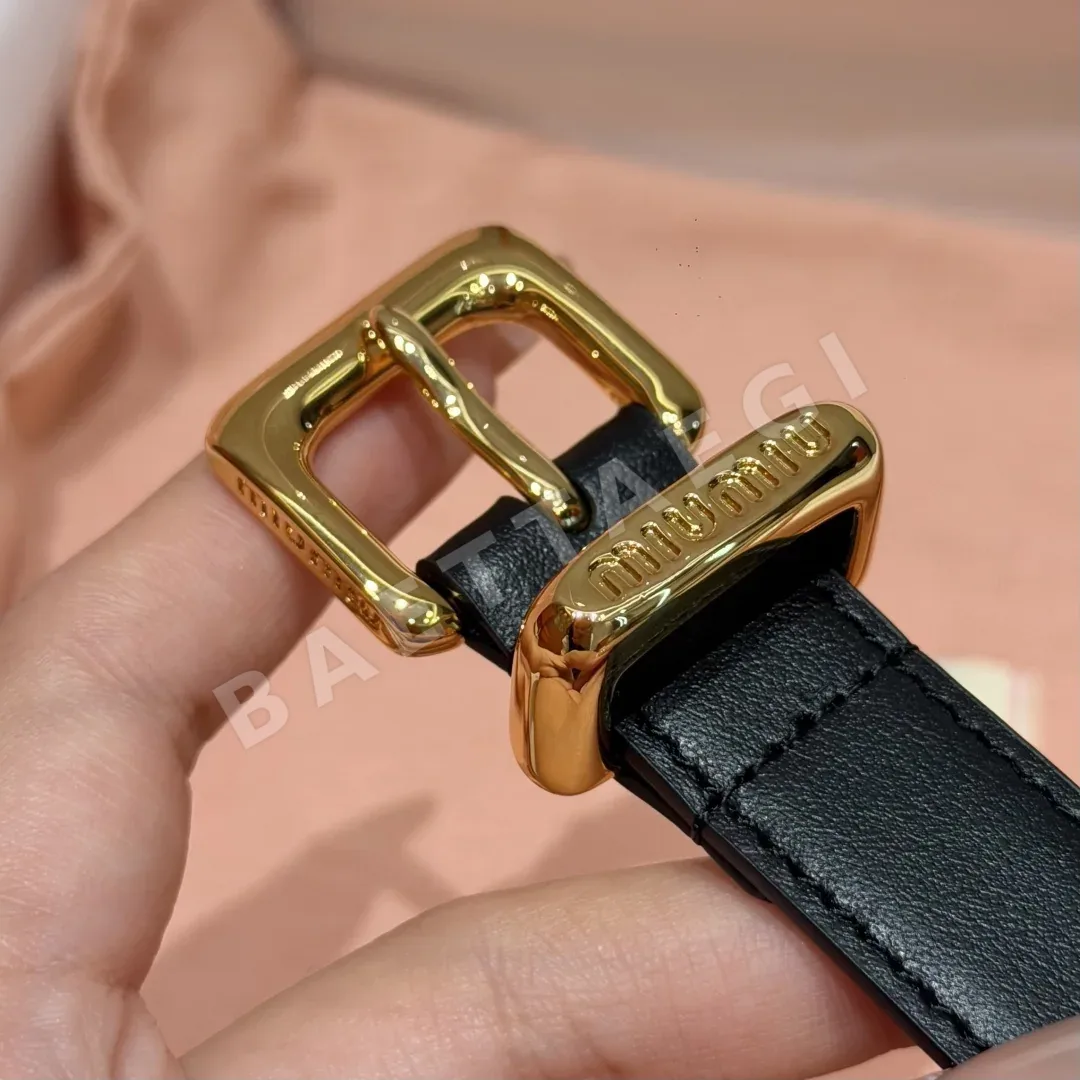 미우미우 레더 슬림 벨트 2.5 cm 상세 이미지 4