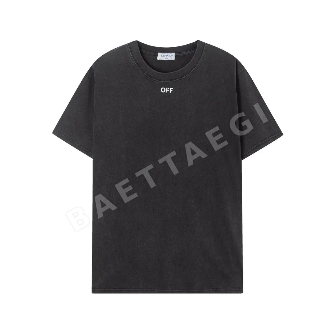 오프화이트 유화 노인 프린트 반팔 티셔츠 87339