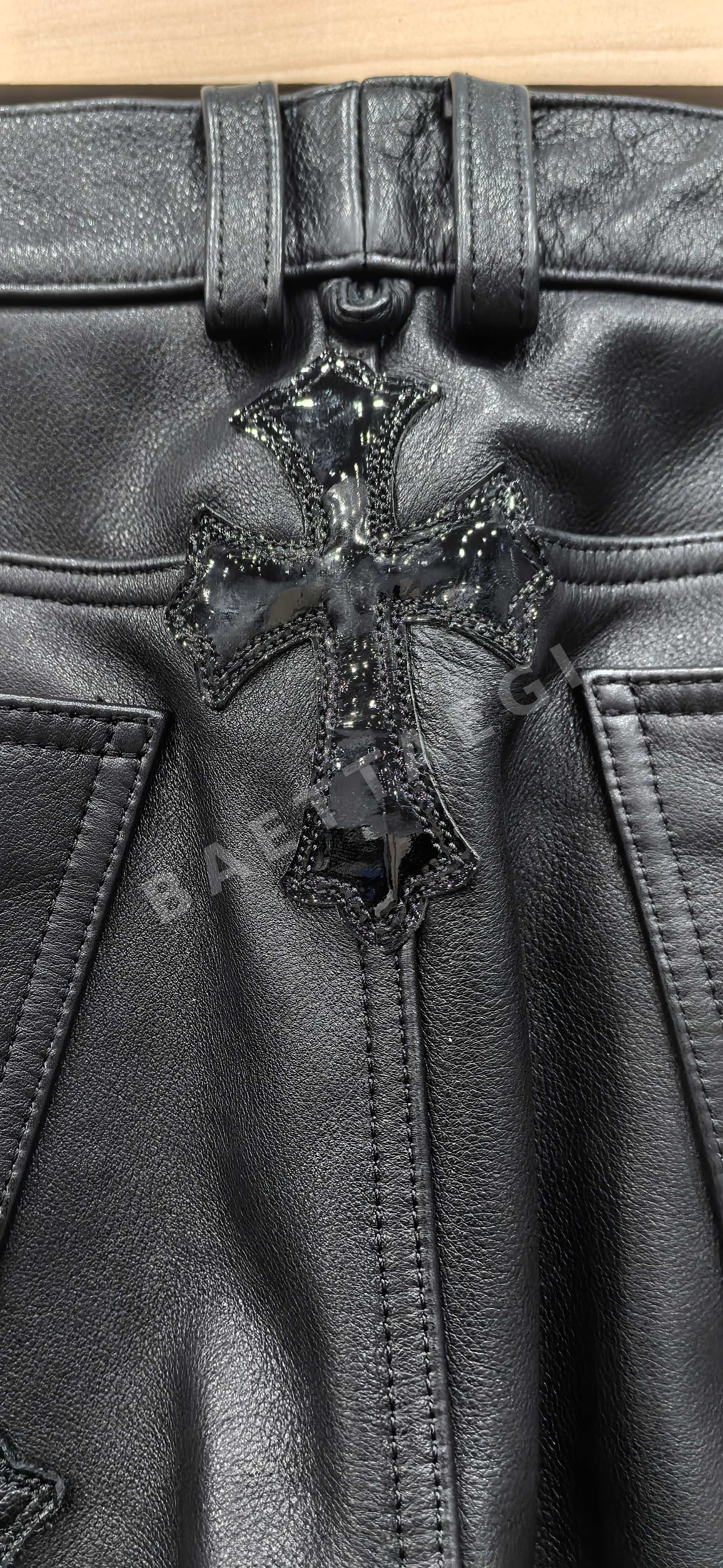 크롬하츠 로라이즈 플레어 가죽 바지 상세 이미지 10