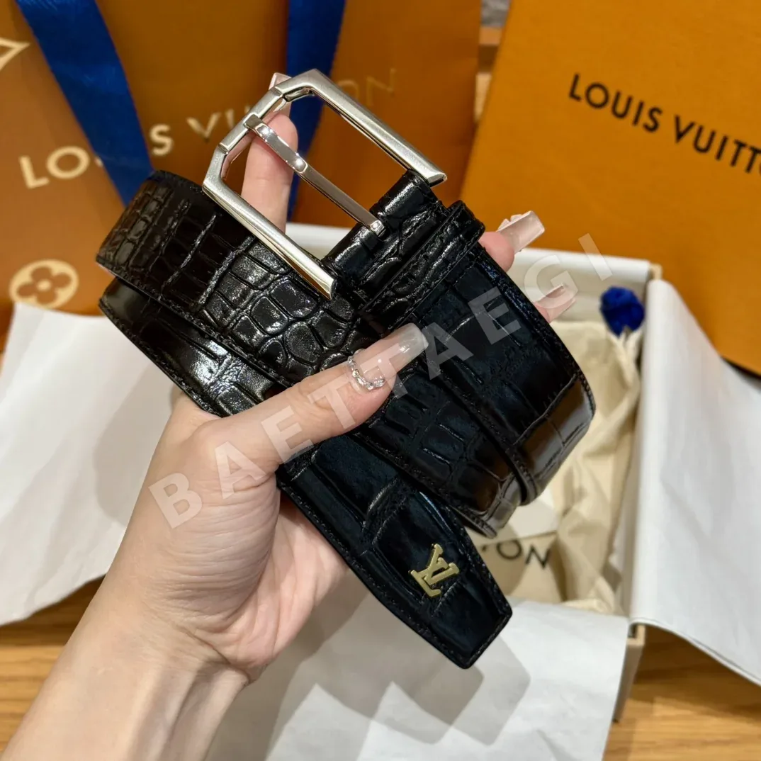 루이비통 크로커다일 패턴 소가죽 남성 벨트 상세 이미지 2