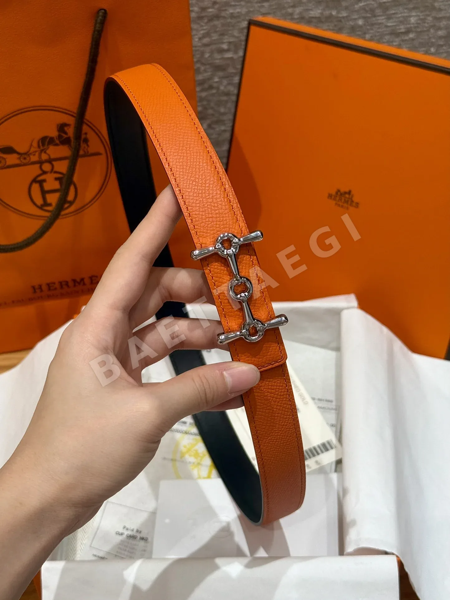 에르메스 H 버클 스위프트 가죽 양면 벨트 175275