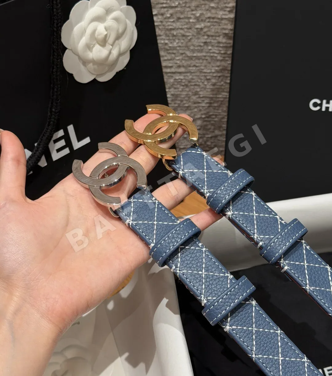 샤넬 다이아몬드 스티치 가죽 벨트 상세 이미지 3
