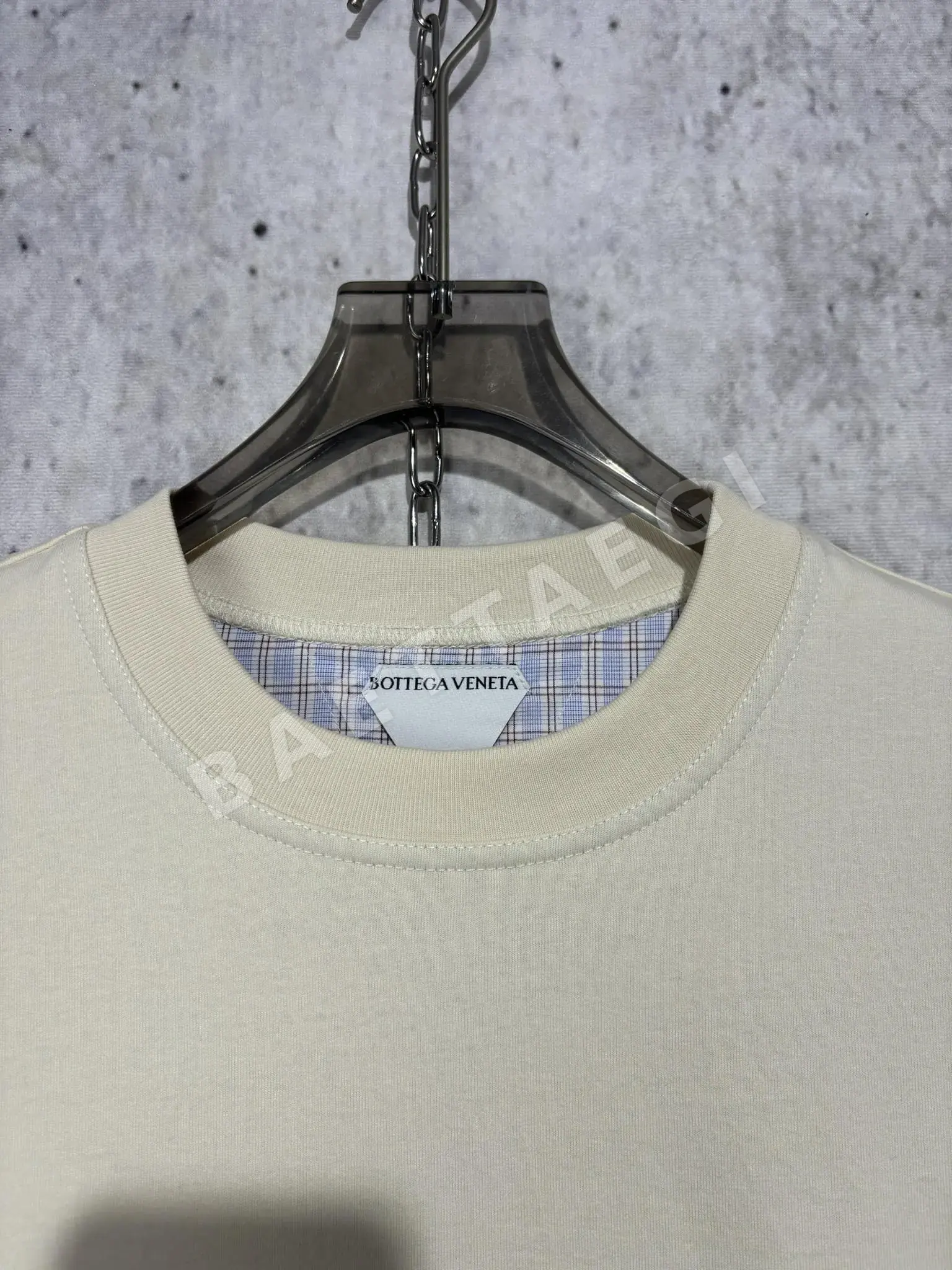 보테가베네타 더블 레이어 체크 크루넥 반팔 티셔츠 상세 이미지 5