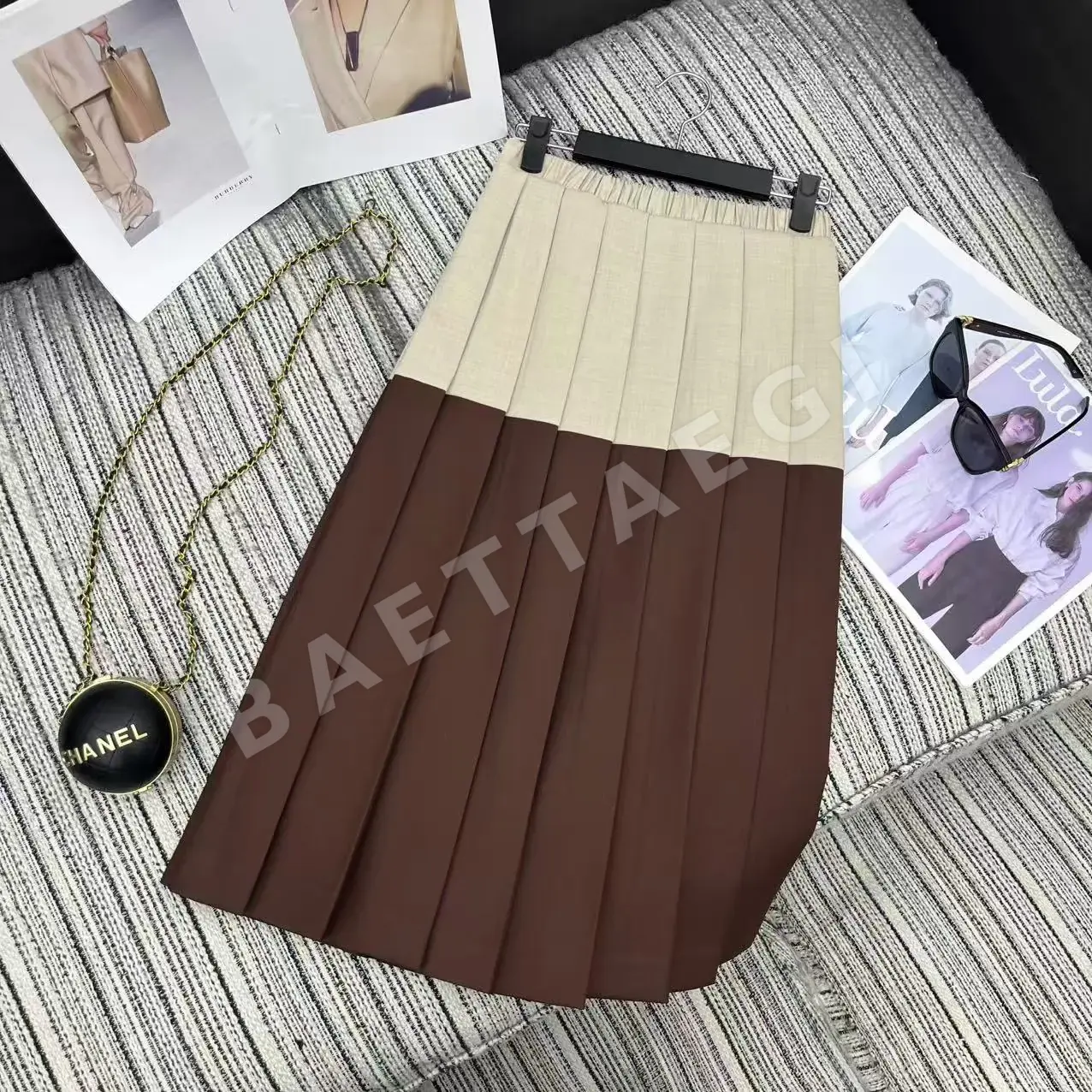 미우미우 컬러 블록 스탠드 카라 숏 블레이저 세트 상세 이미지 8