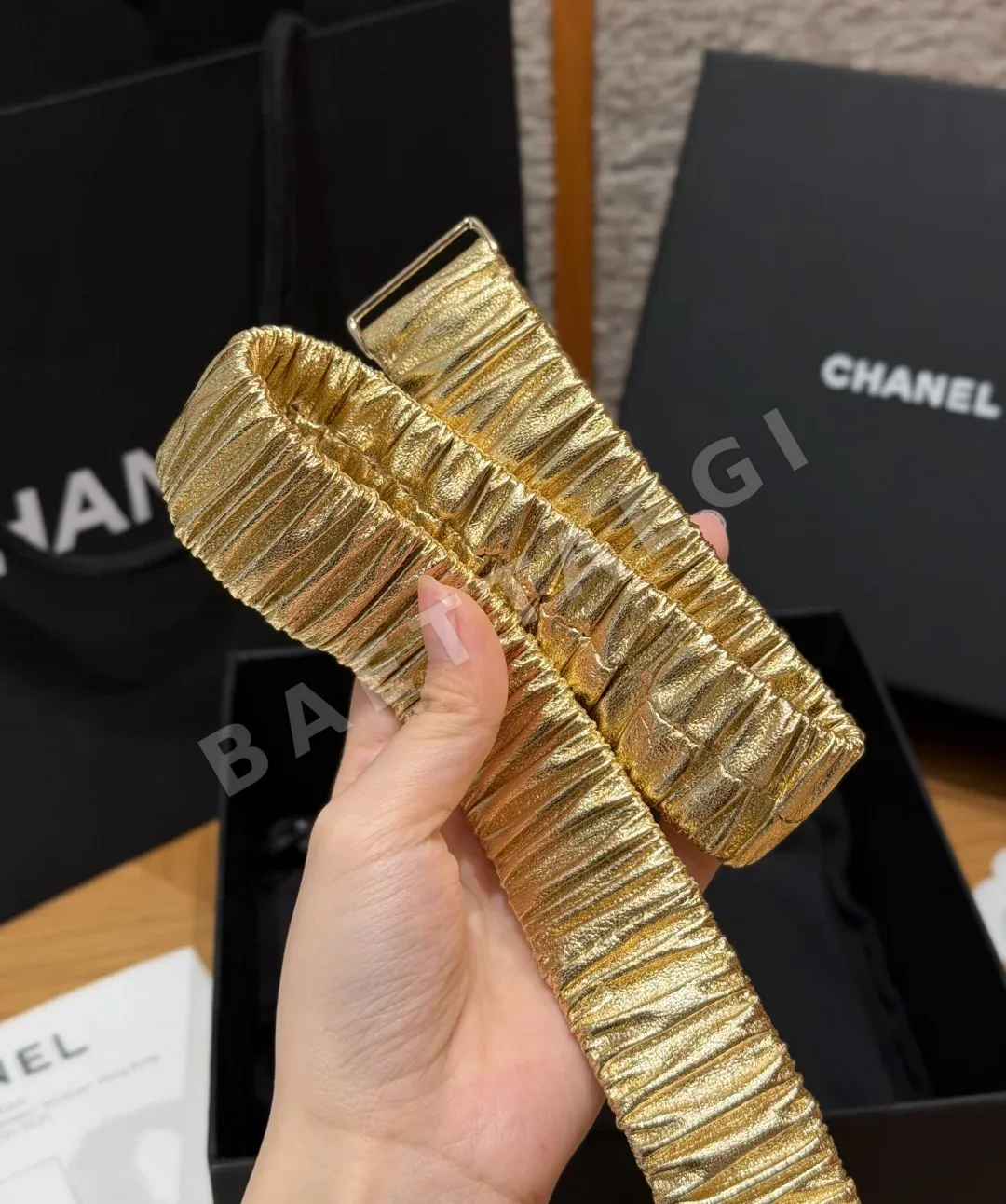 샤넬 플리츠 고무 허리 벨트 30mm 상세 이미지 3