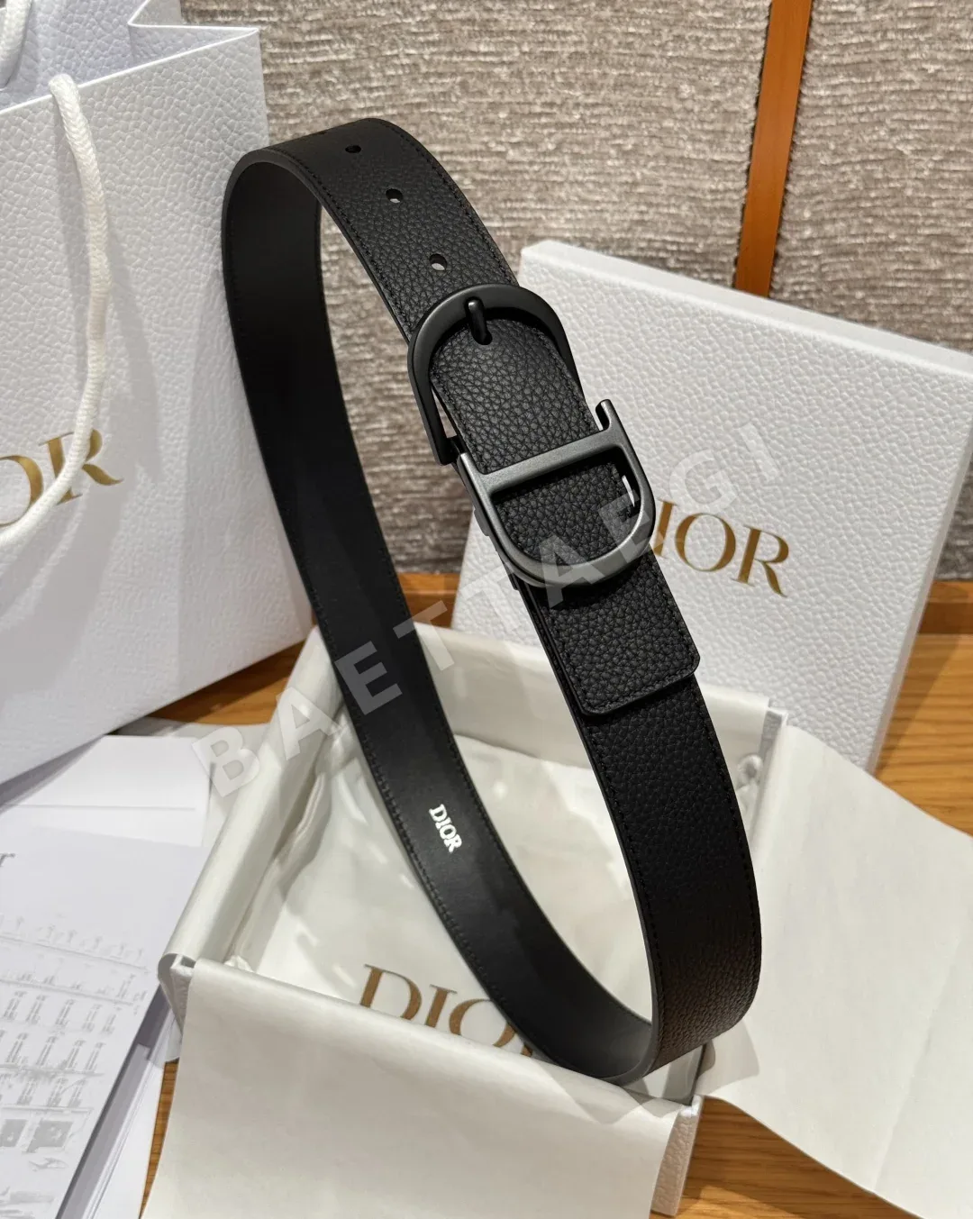 디올 CD 버클 블랙 소가죽 벨트 상세 이미지 3
