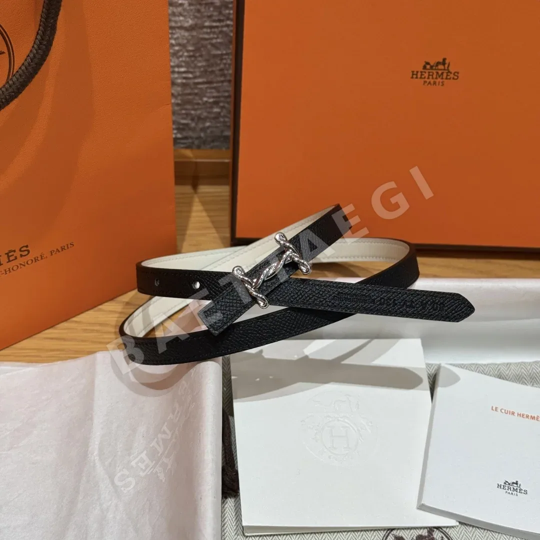에르메스 토르사드 양면 가죽 슬림 벨트 175812