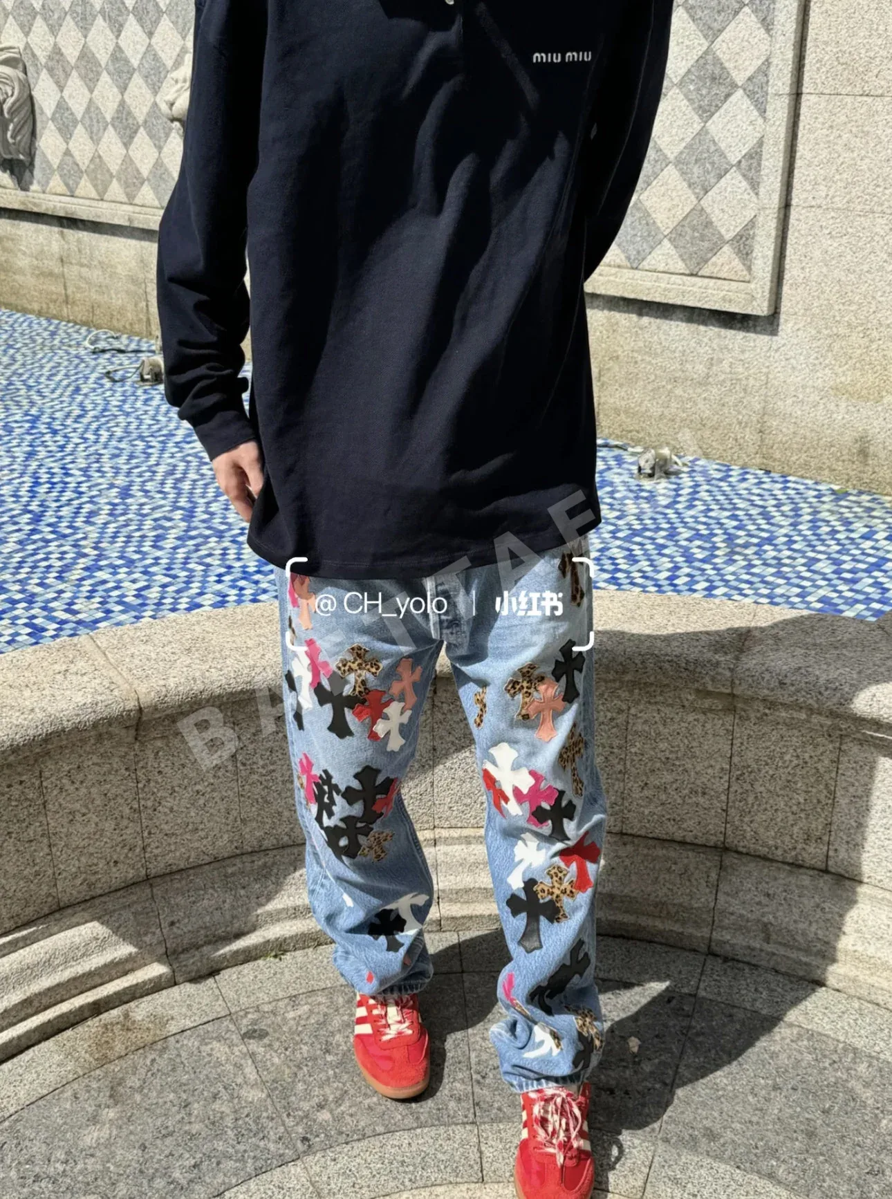 크롬하츠 남성 멀티컬러 패치워크 바지 상세 이미지 7