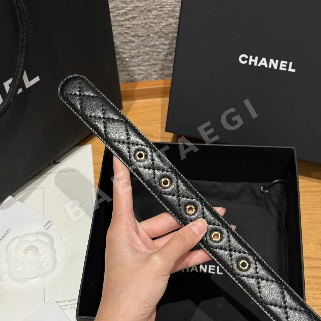 샤넬 다이아몬드 패턴 램스킨 더블 C 메탈 벨트 상세 이미지 7