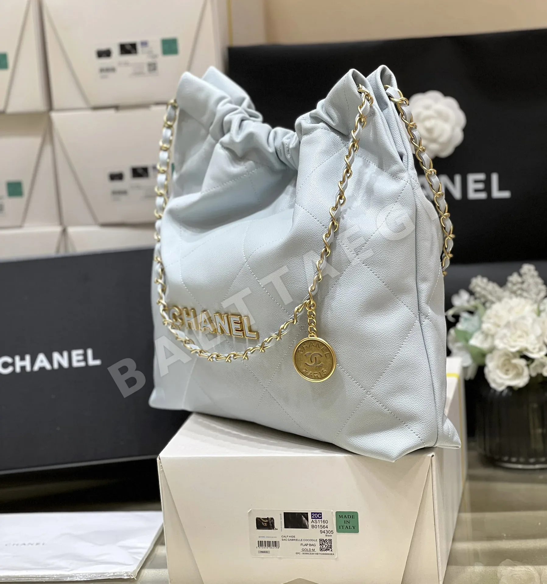 샤넬 22백 자갈 무늬 소가죽 에나멜 가죽 가방 AS3261 상세 이미지 4