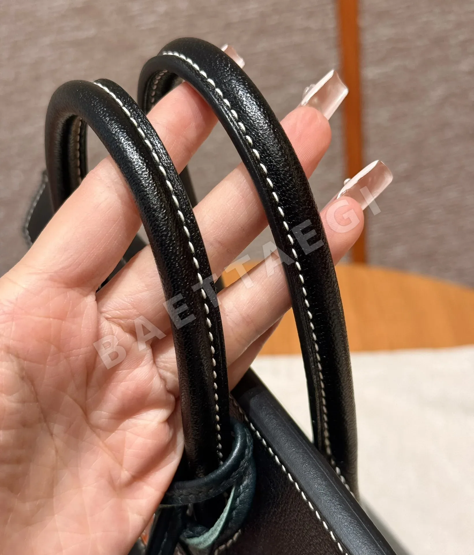 에르메스 버킨 25 블랙 염소가죽 가방 상세 이미지 9