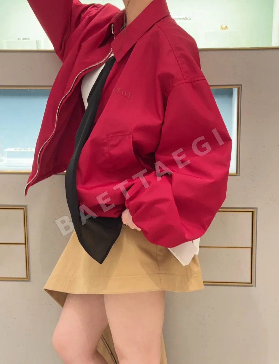 로에베 컬러 블록 테크 플리츠 포플린 셔츠 상세 이미지 7
