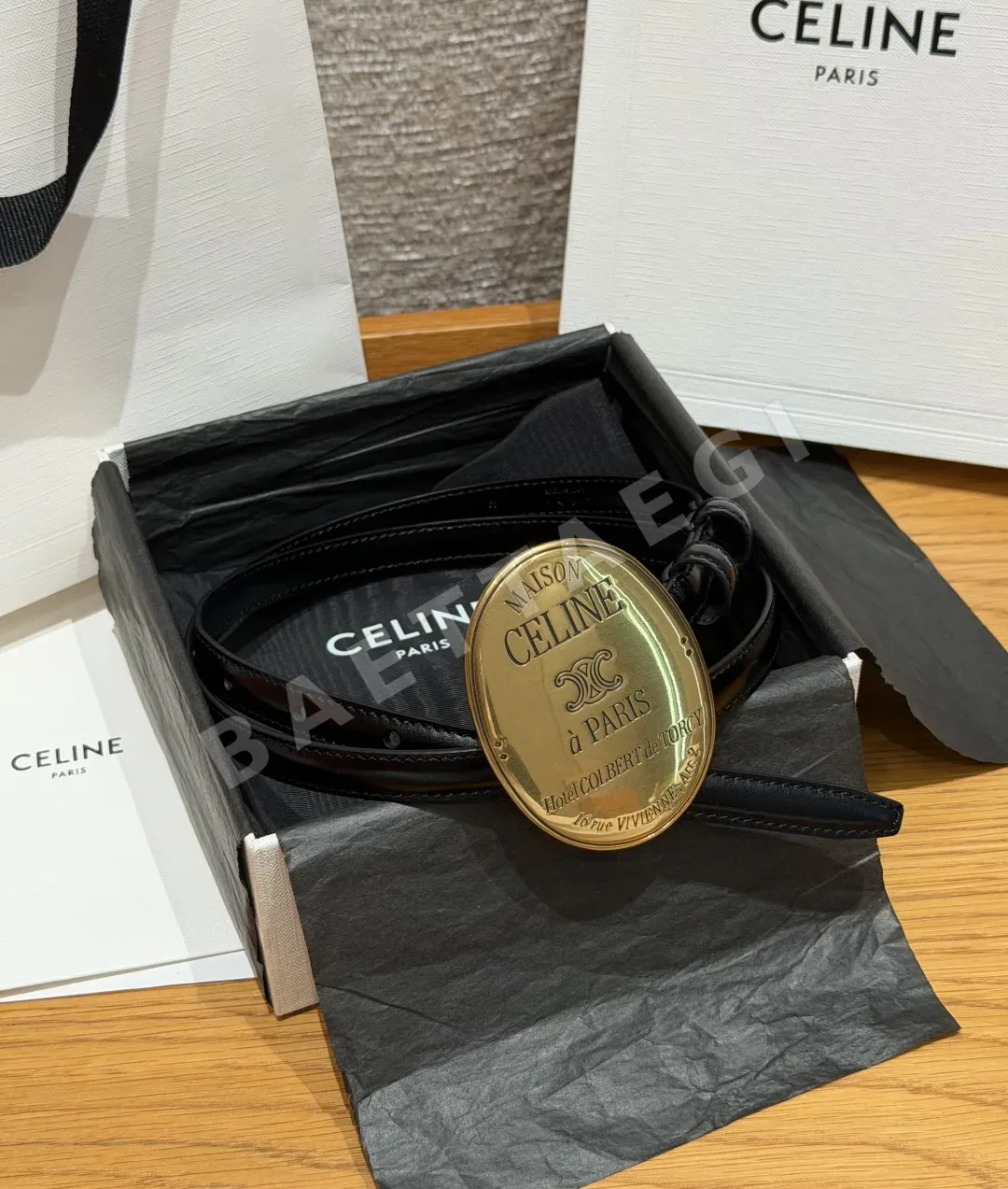 셀린느 MAISON 13mm 골드 버클 슬림 벨트 177139
