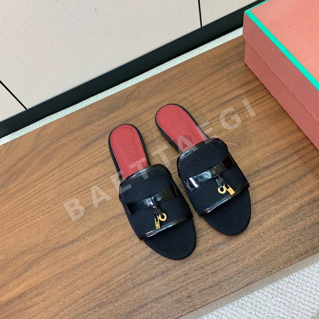 로로피아나 컬러 블록 플랫 샌들 상세 이미지 3