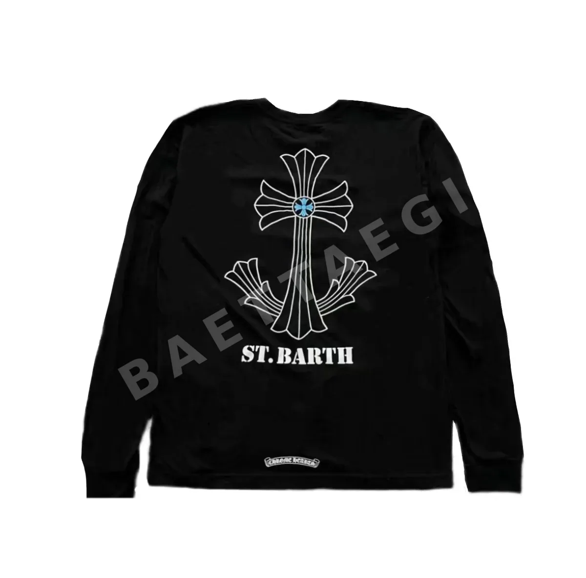 크롬하츠 블루 크로스 프린트 남성 긴팔 티셔츠 상세 이미지 7