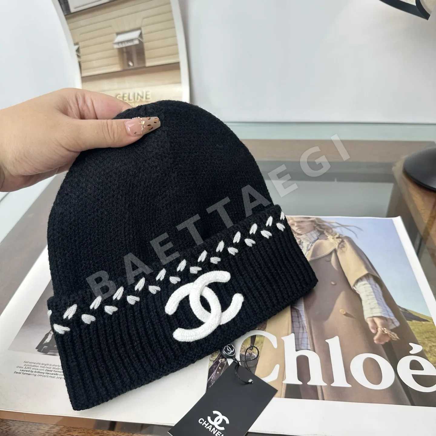 샤넬 니트 비니 모자 상세 이미지 5