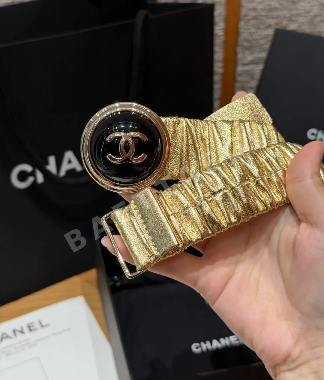 샤넬 플리츠 고무 허리 벨트 30mm 상세 이미지 9